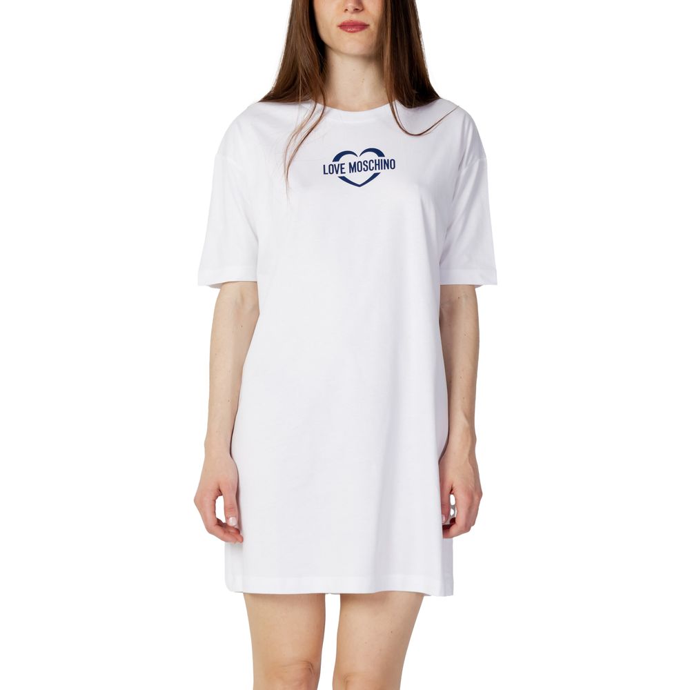 Love Moschino White Cotton Short Dress | Regal Royce