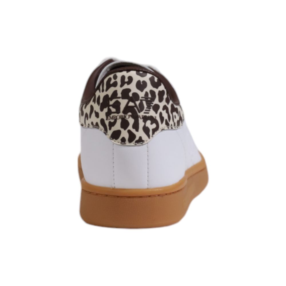 EA7 Emporio Armani Beige Leather Low Top Sneakers | Regal Royce