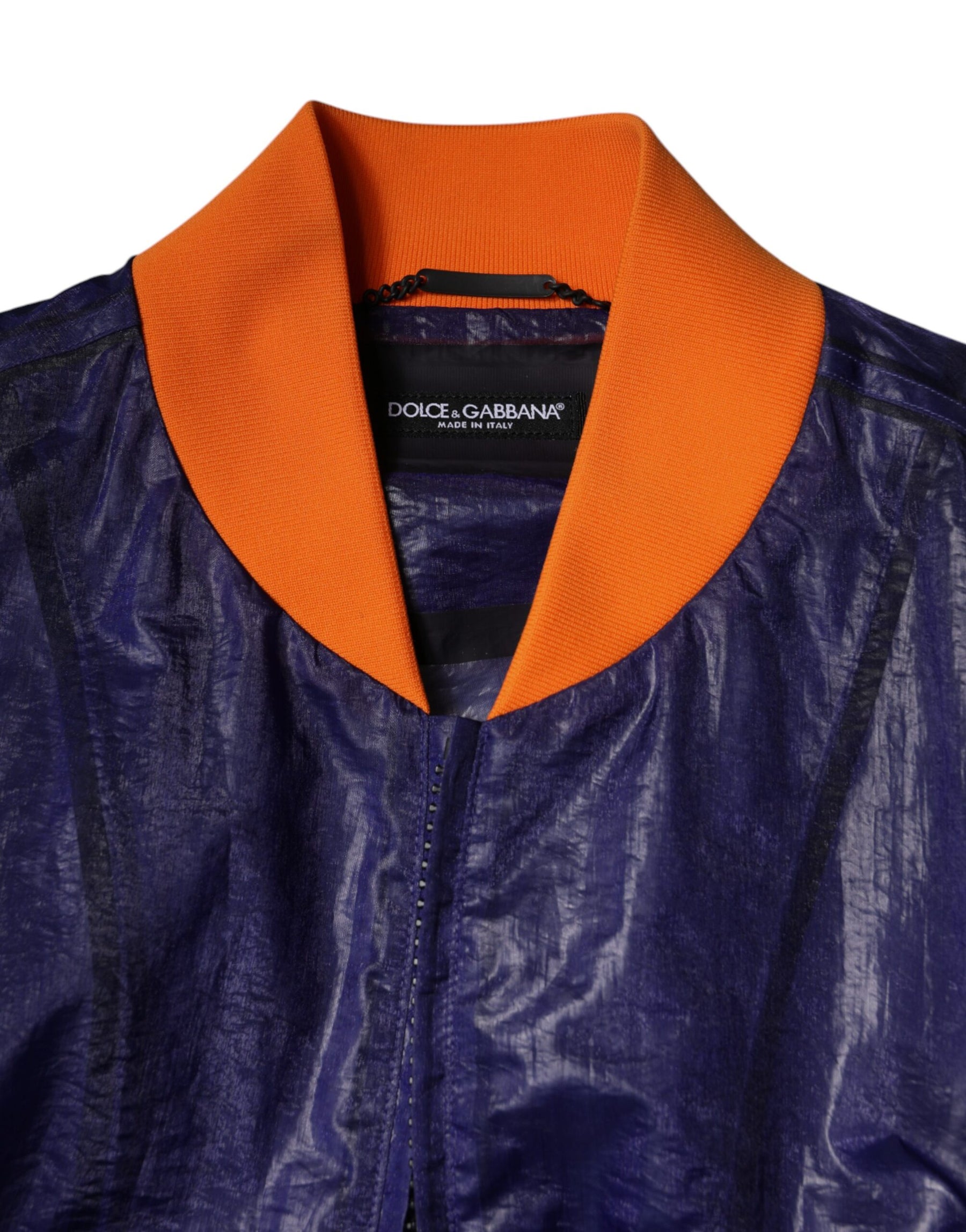 Dolce & Gabbana Blue Cotton Stretch Full Zip Bomber Jacket | Regal Royce