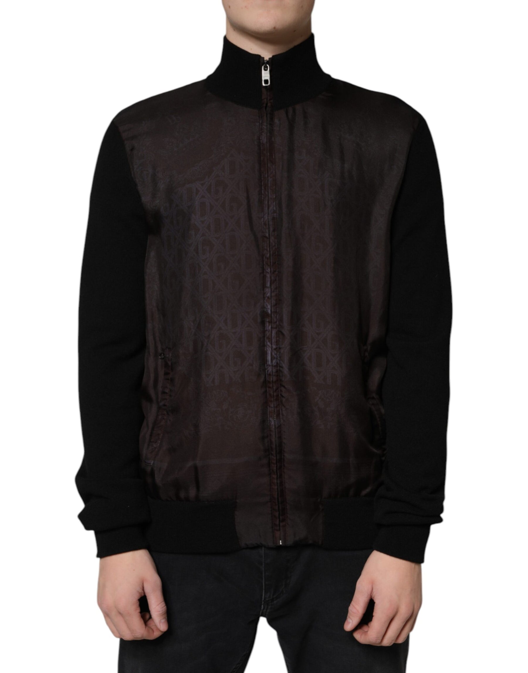 Dolce & Gabbana Black Logo Monogram Full Zip Bomber Jacket | Regal Royce