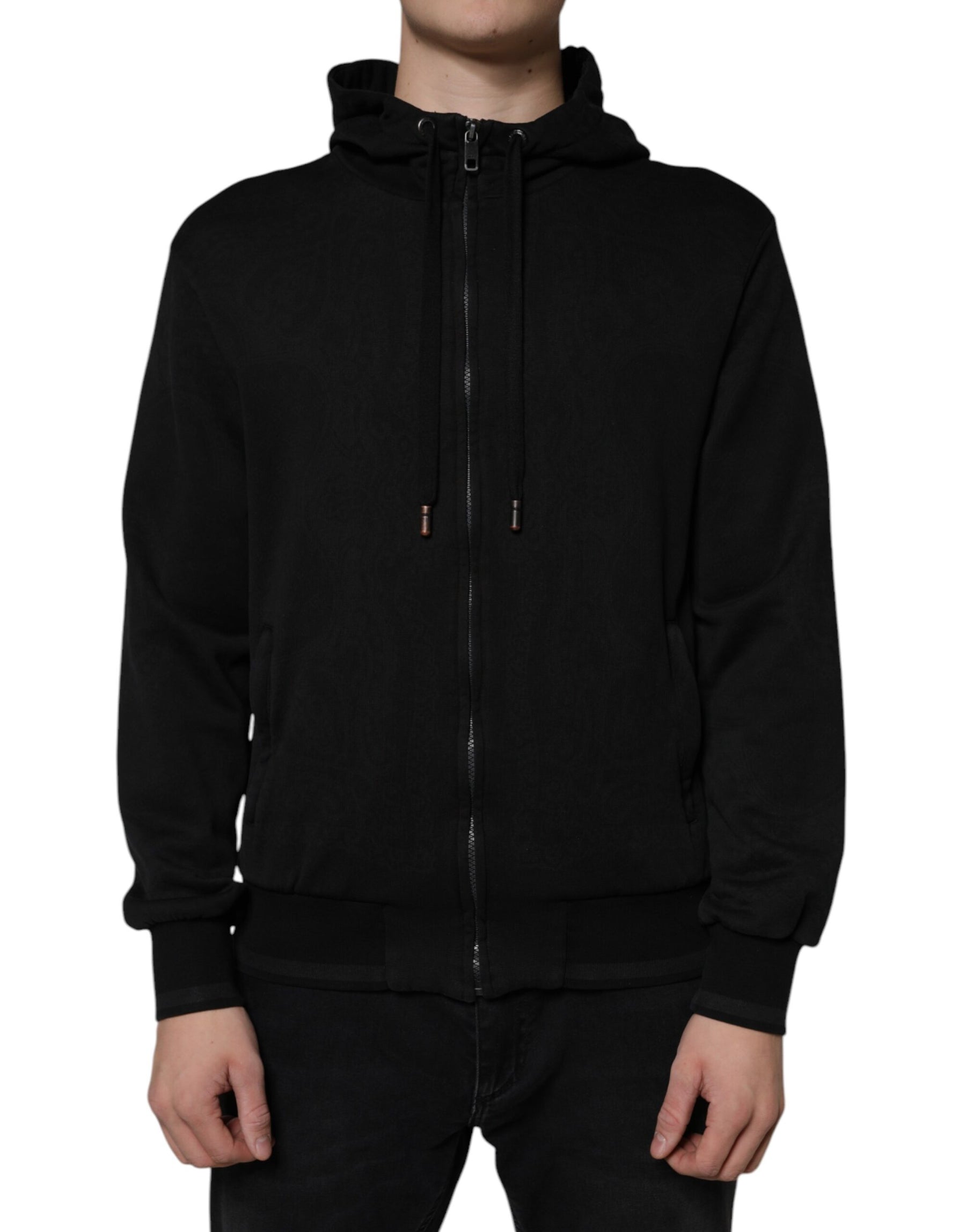 Dolce & Gabbana Black Cotton Full Zip Hooded Bomber Jacket | Regal Royce