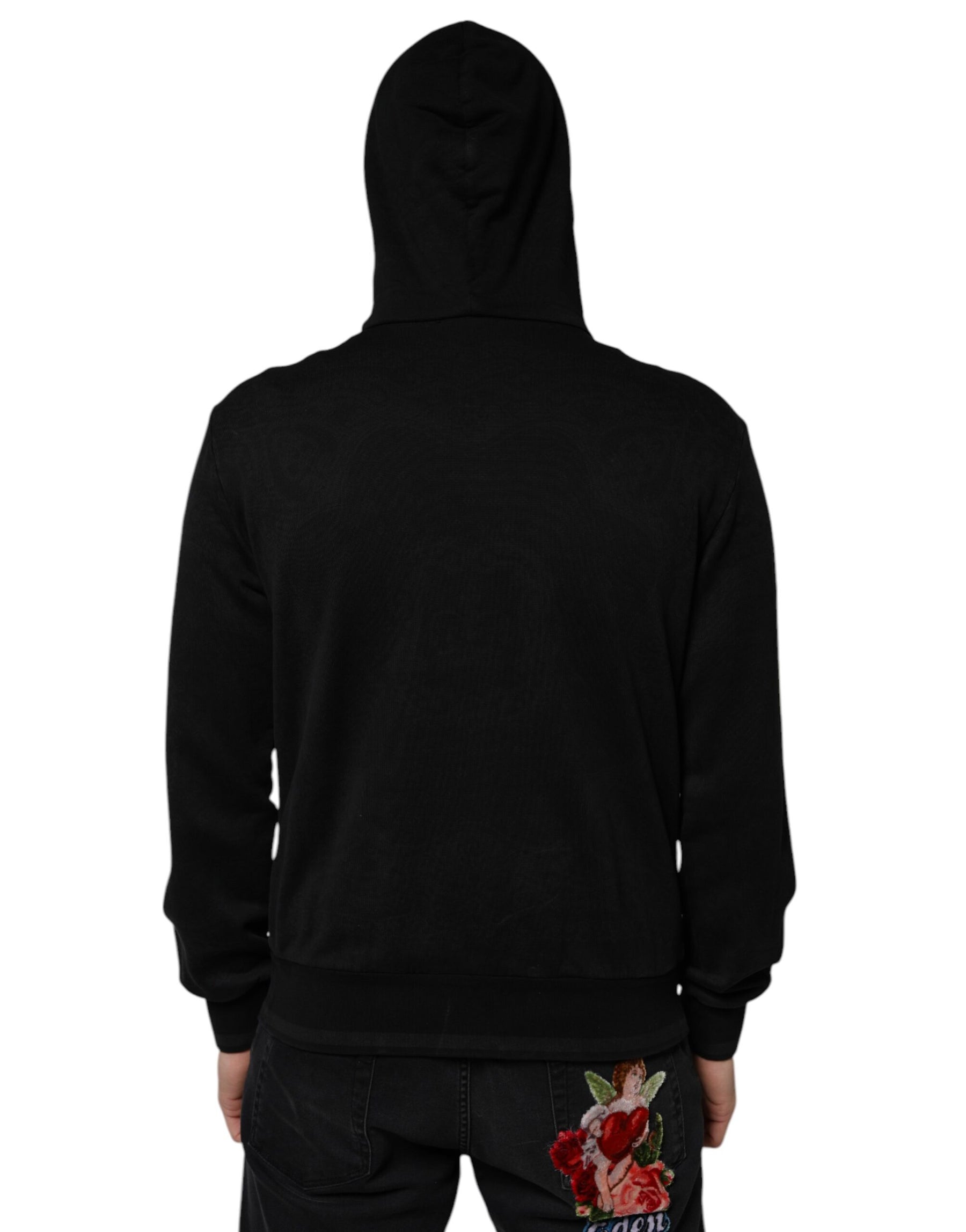 Dolce & Gabbana Black Cotton Full Zip Hooded Bomber Jacket | Regal Royce