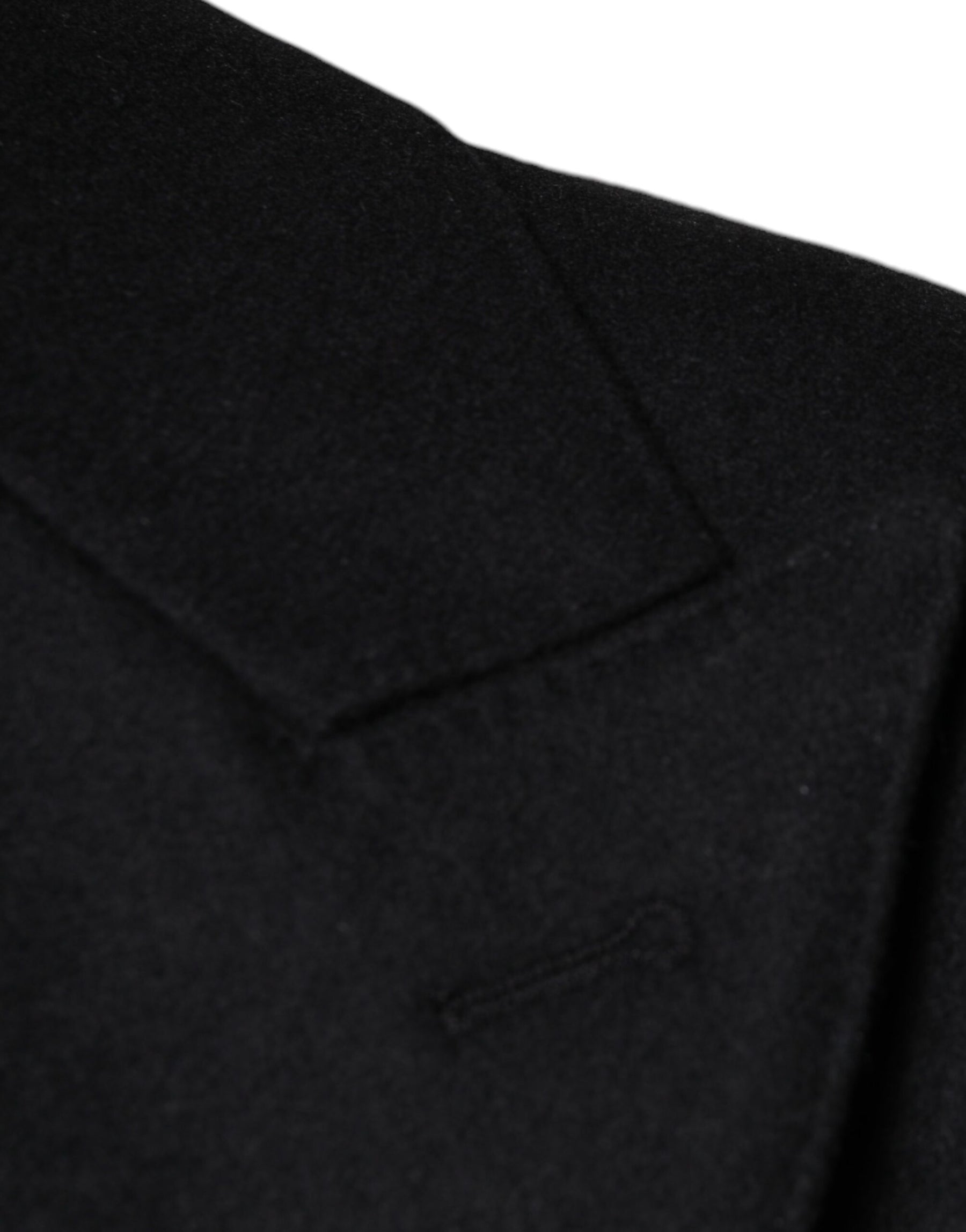 Dolce & Gabbana Black Wool Double Breasted Men Coat Jacket | Regal Royce