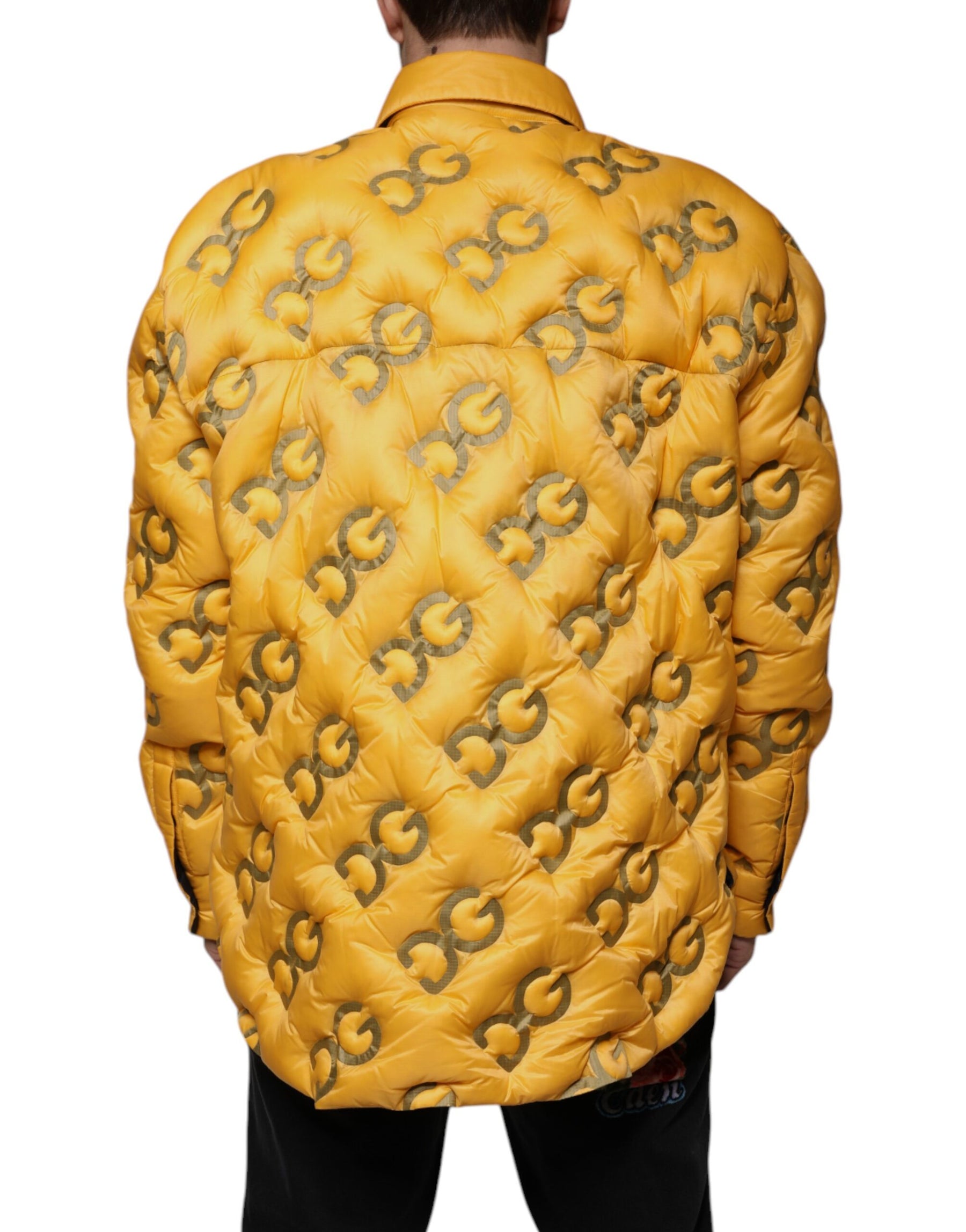 Dolce & Gabbana Yellow Logo Padded Buttoned Blouson Jacket | Regal Royce