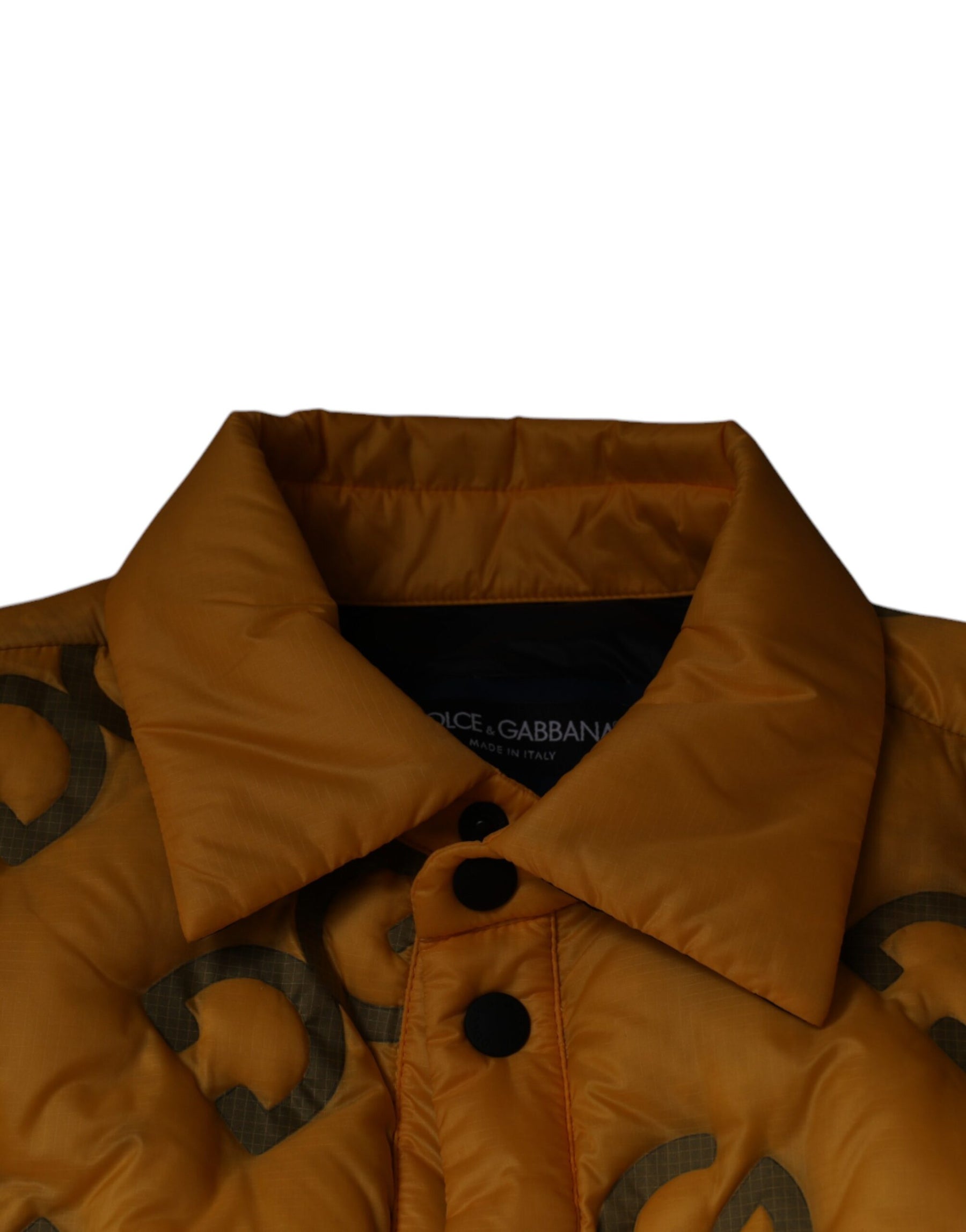 Dolce & Gabbana Yellow Logo Padded Buttoned Blouson Jacket | Regal Royce