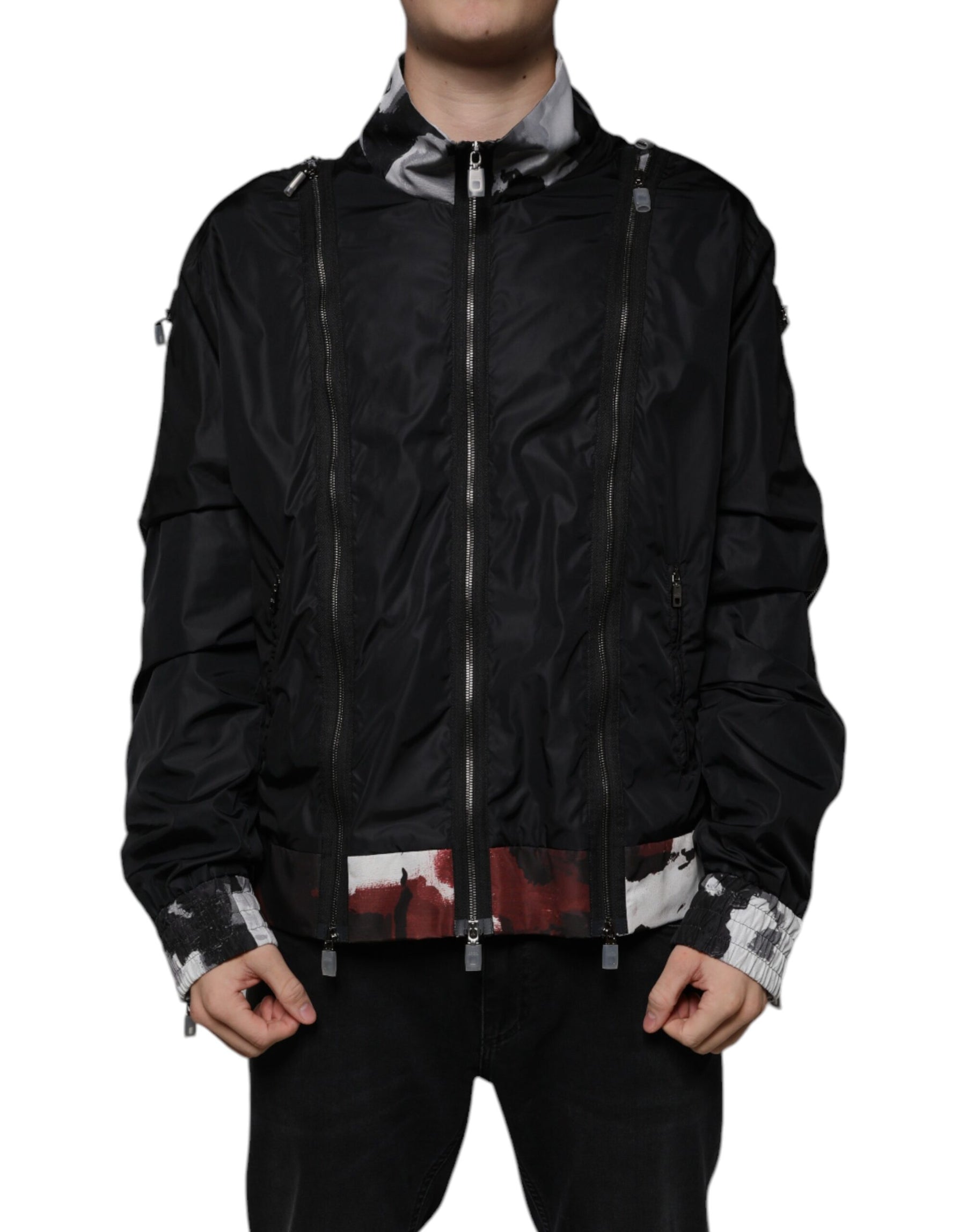 Dolce & Gabbana Black Nylon Full Zip Men Bomber Jacket | Regal Royce