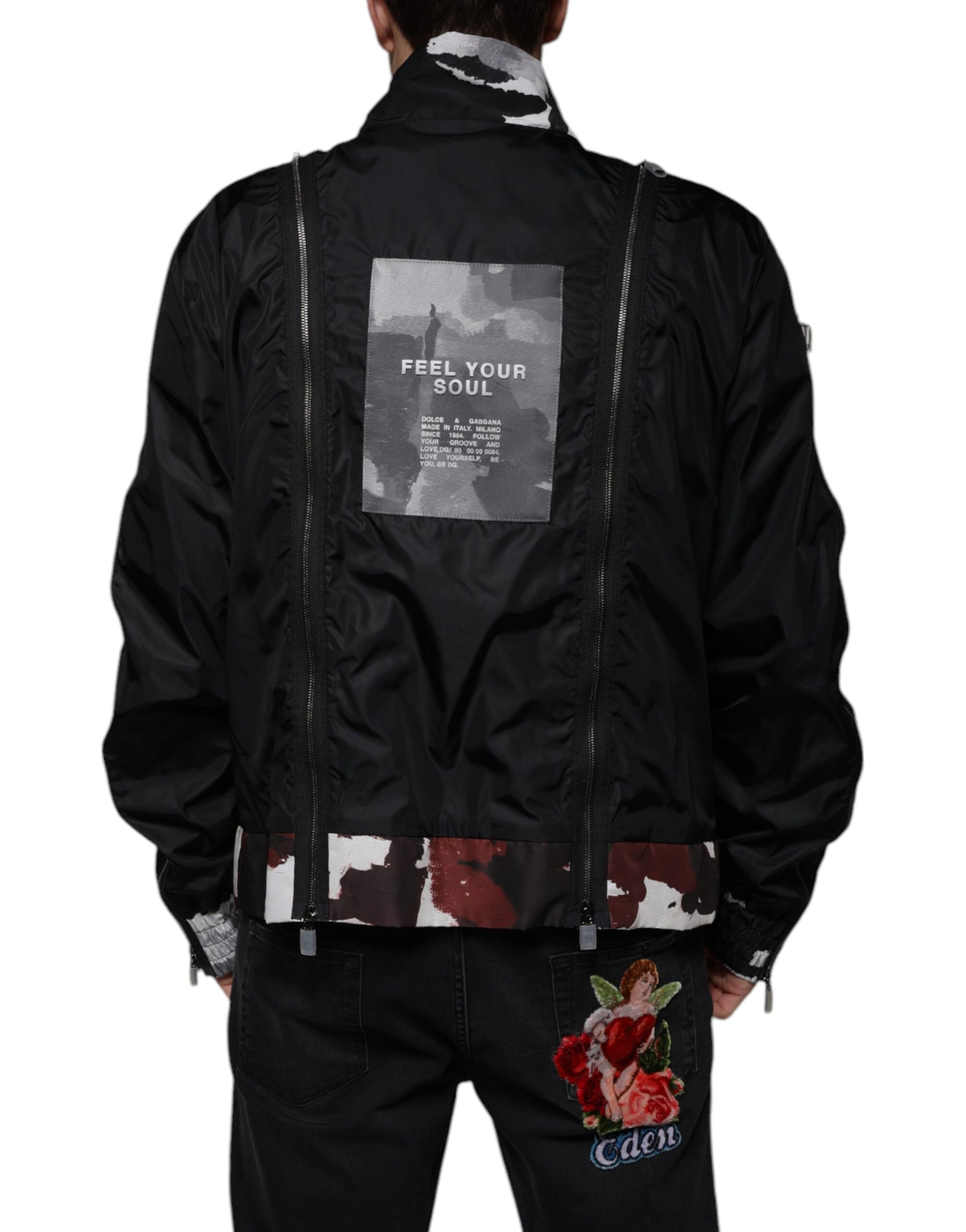 Dolce & Gabbana Black Nylon Full Zip Men Bomber Jacket | Regal Royce