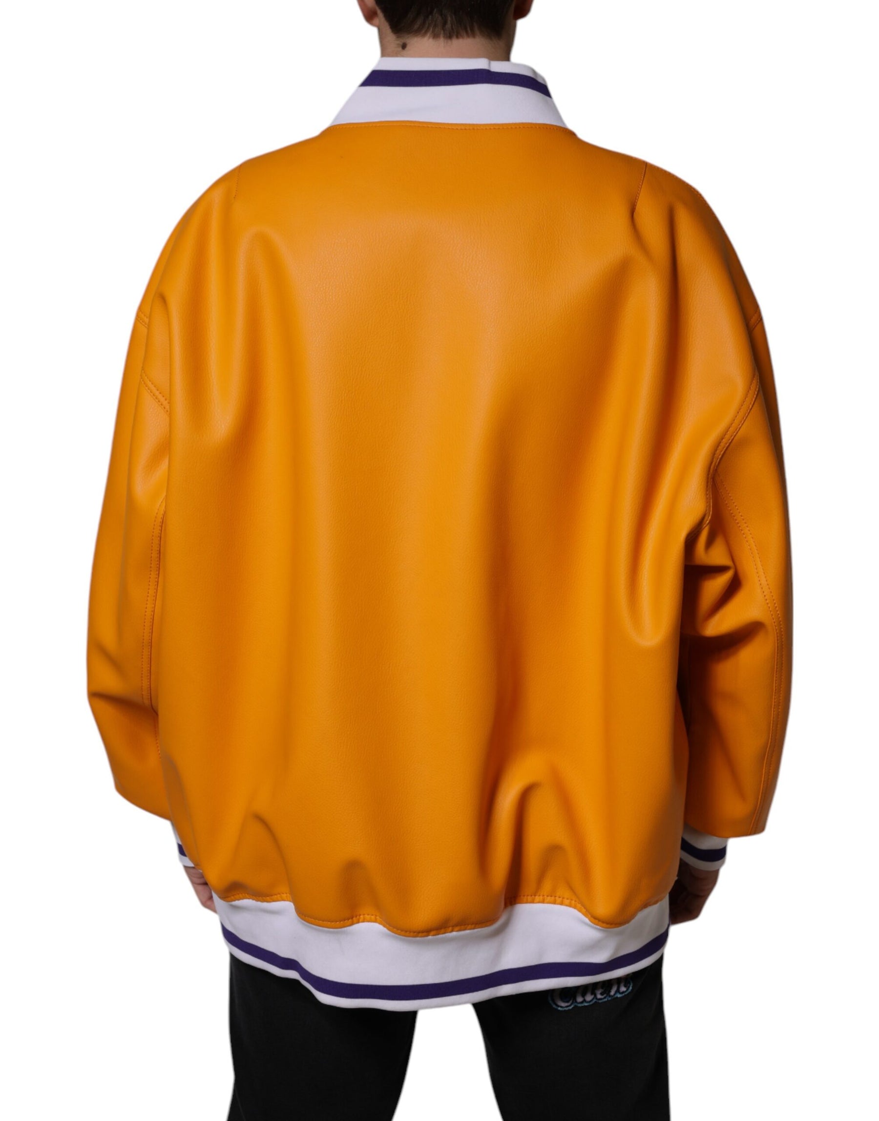 Dolce & Gabbana Orange White Full Zip Jersey Bomber Jacket | Regal Royce