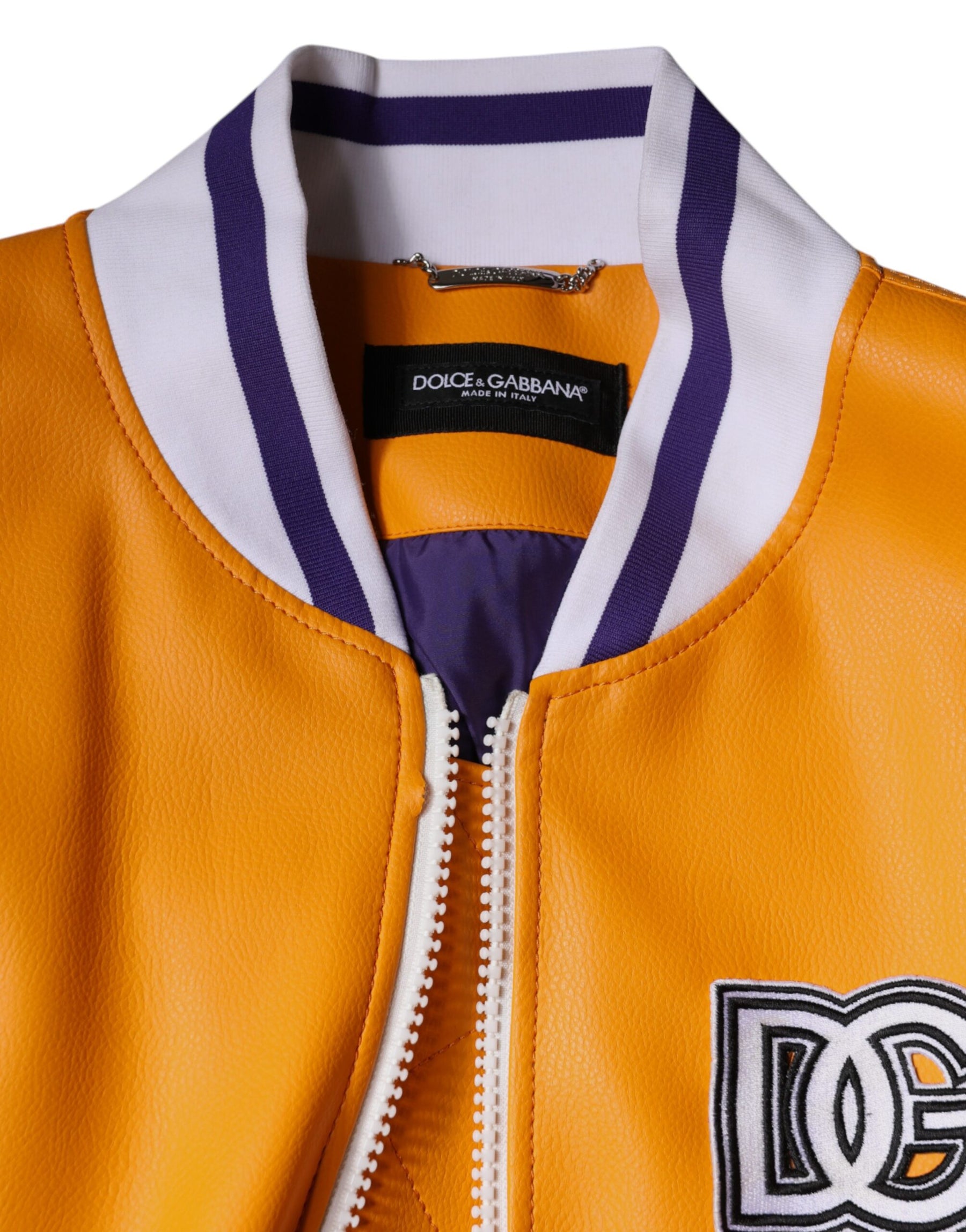 Dolce & Gabbana Orange White Full Zip Jersey Bomber Jacket | Regal Royce