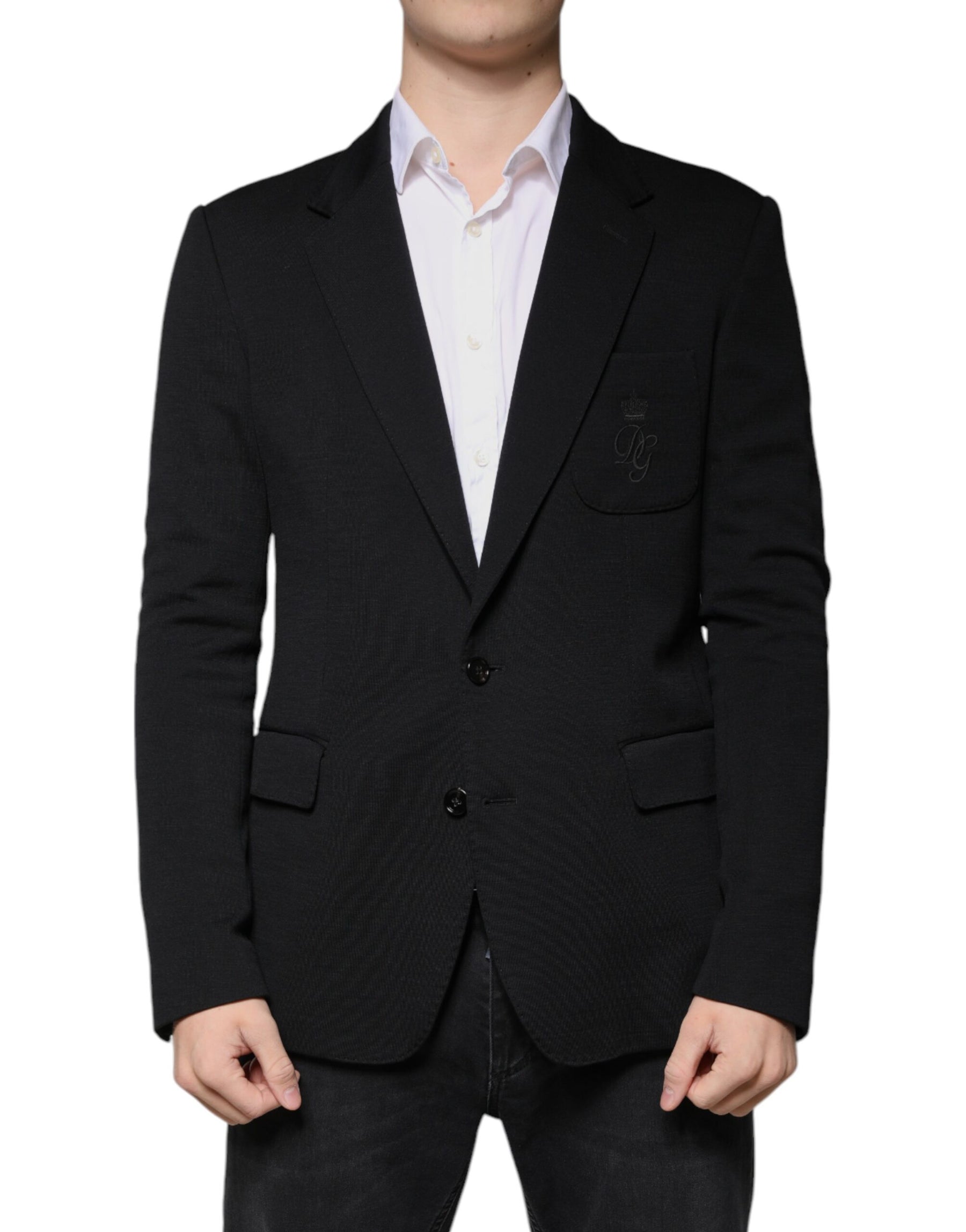 Dolce & Gabbana Black Wool Single Breasted Formal Blazer | Regal Royce