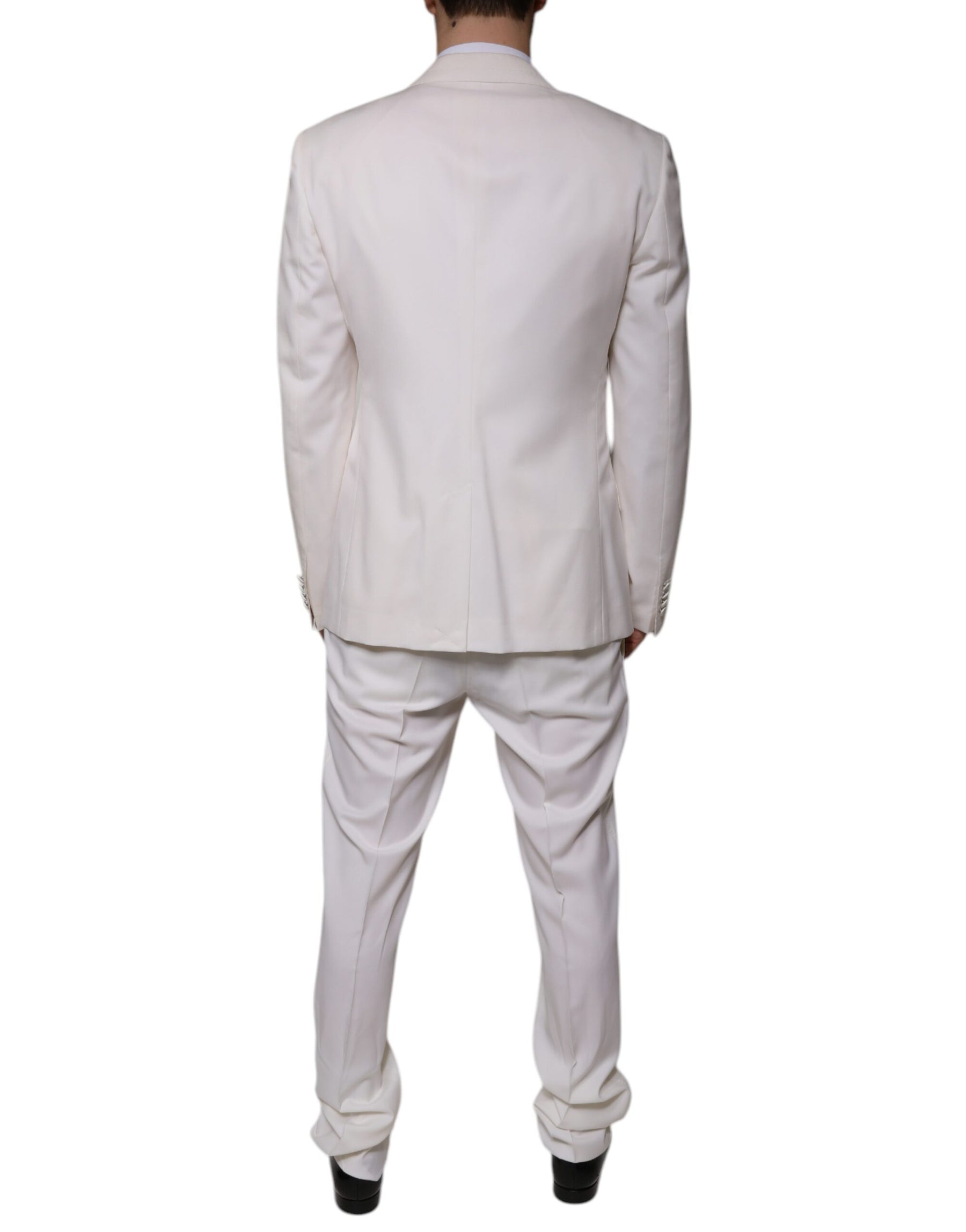 Dolce & Gabbana White Wool Silk 3 Piece SlimFit Formal Suit | Regal Royce