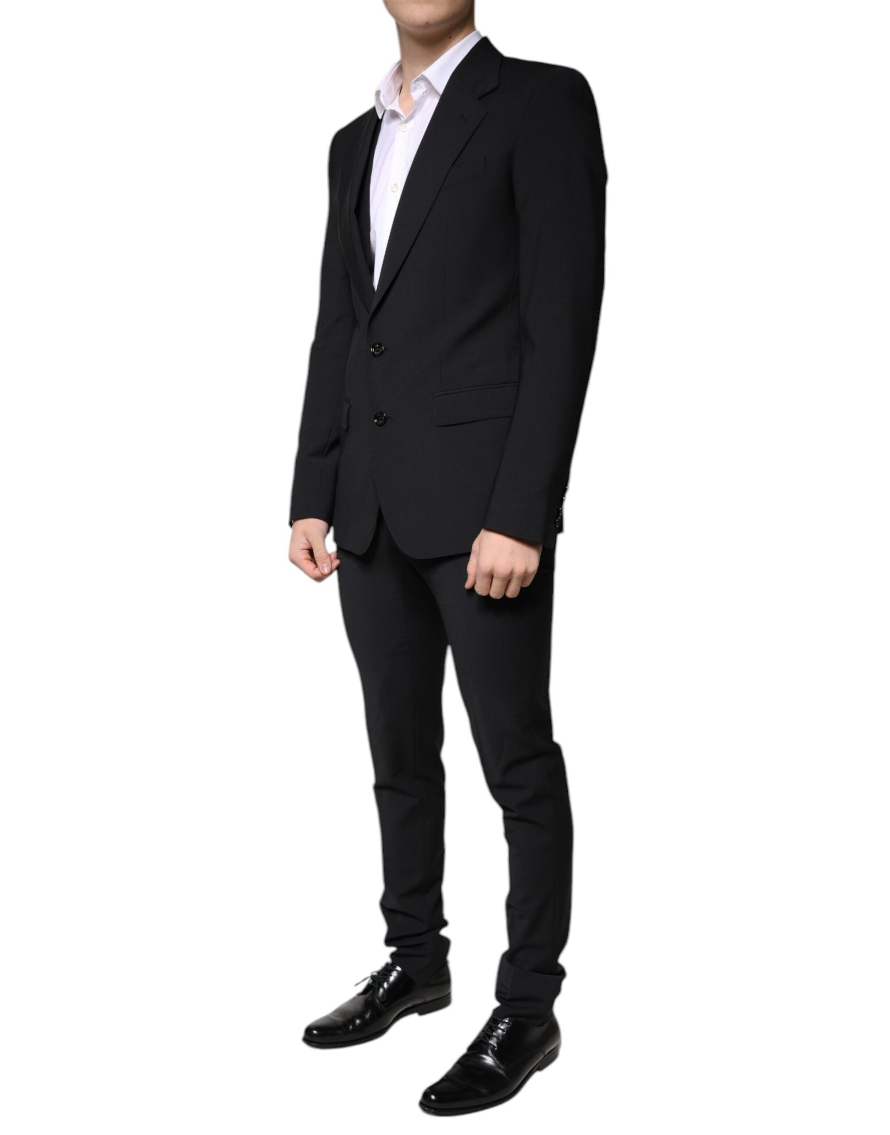 Dolce & Gabbana Black Wool 3 Piece Slim Fit Formal Men Suit | Regal Royce