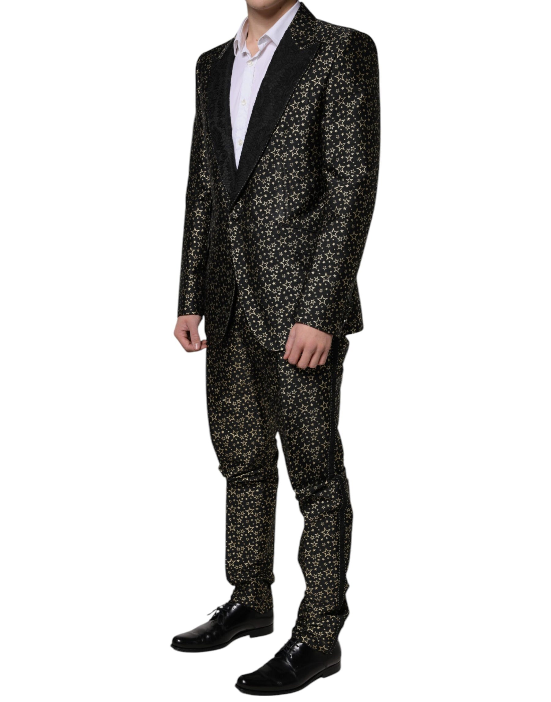 Dolce & Gabbana Black Stars Jacquard SICILIA 2 Piece Suit | Regal Royce
