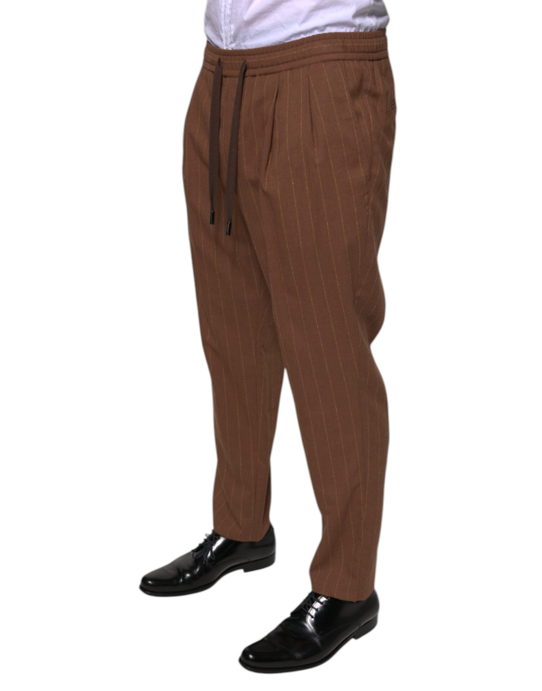 Dolce & Gabbana Brown Stripes Skinny Men Dress Pants | Regal Royce
