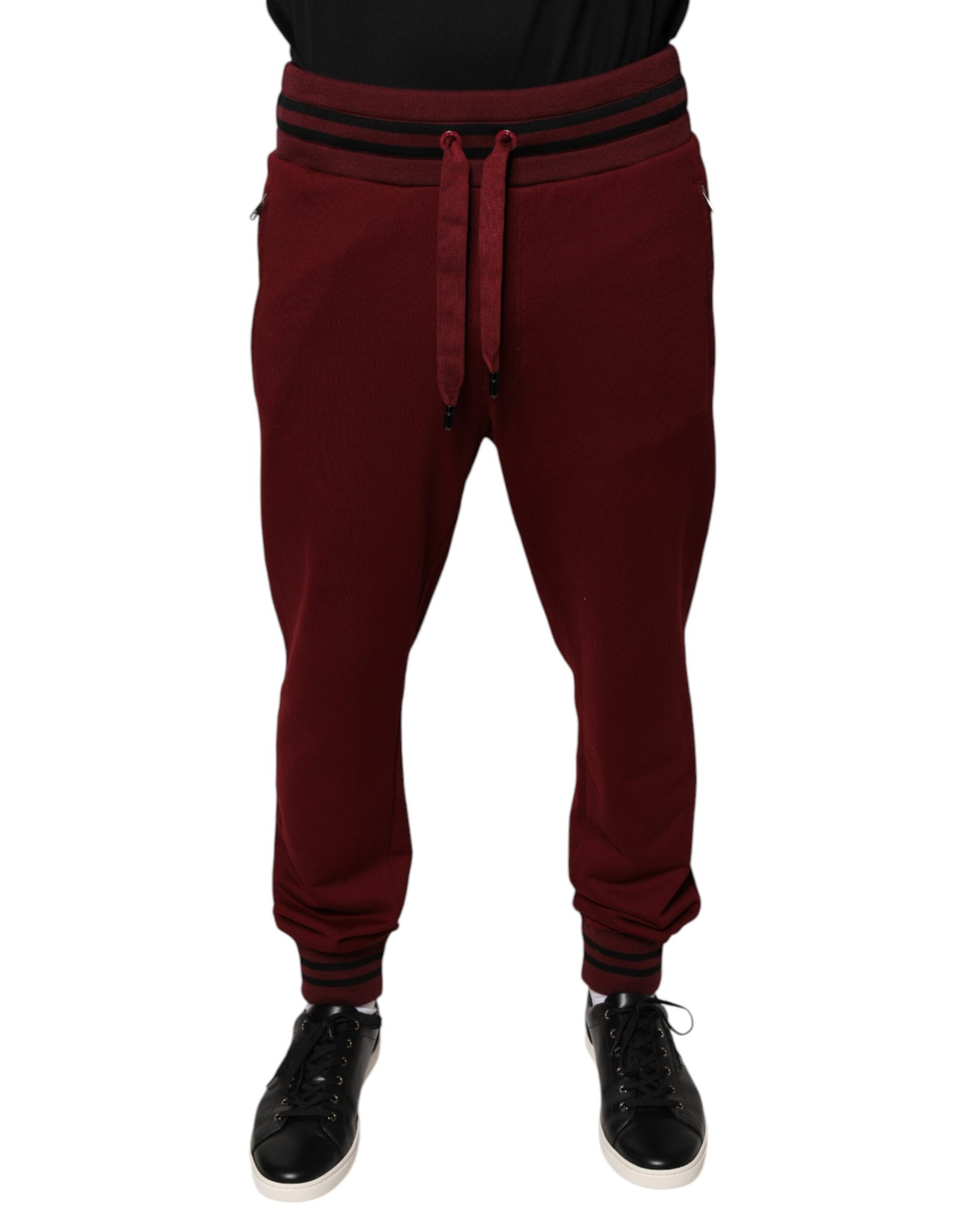 Dolce & Gabbana Dark Red Cotton Men Jogger Sweatpants Pants | Regal Royce