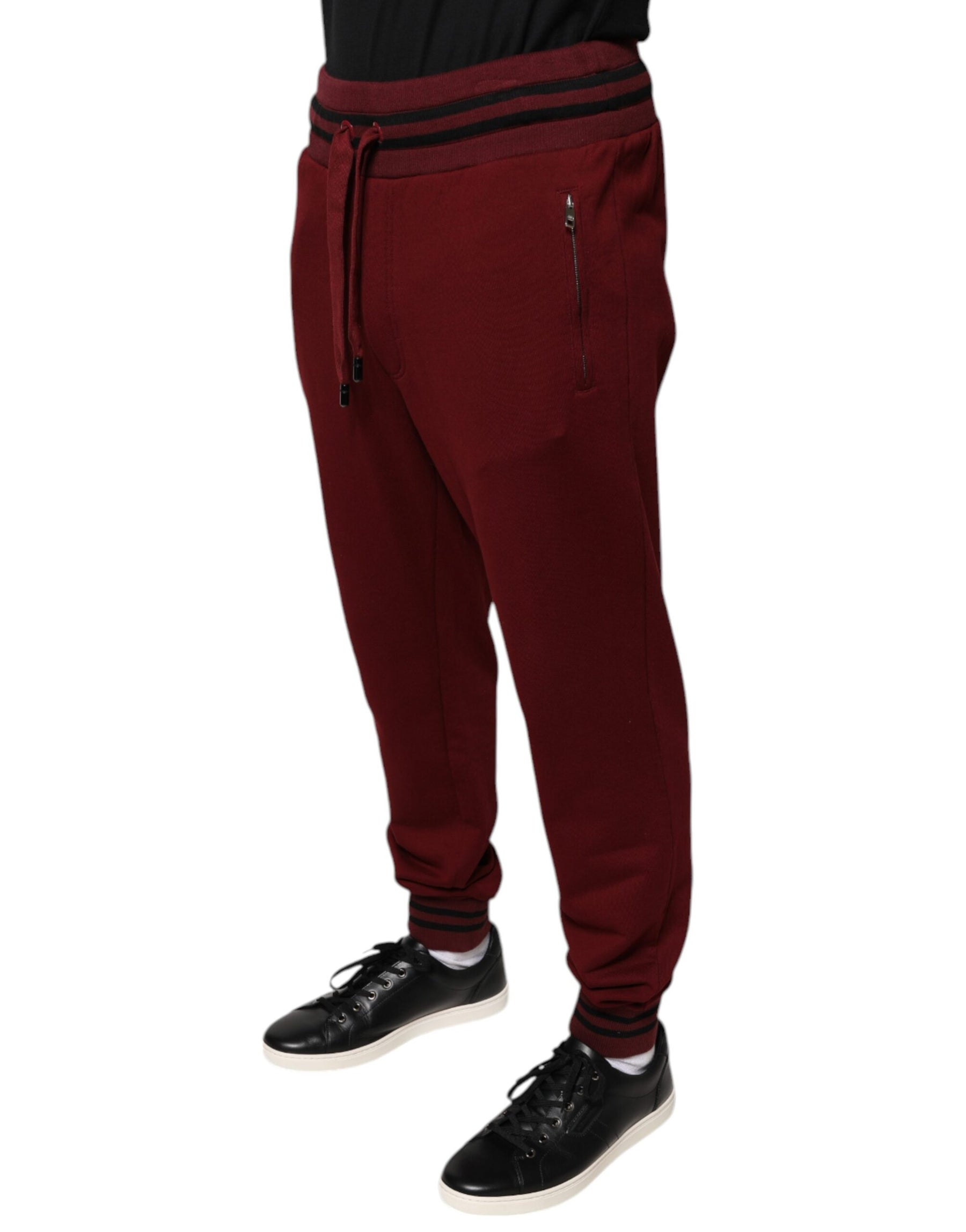 Dolce & Gabbana Dark Red Cotton Men Jogger Sweatpants Pants | Regal Royce