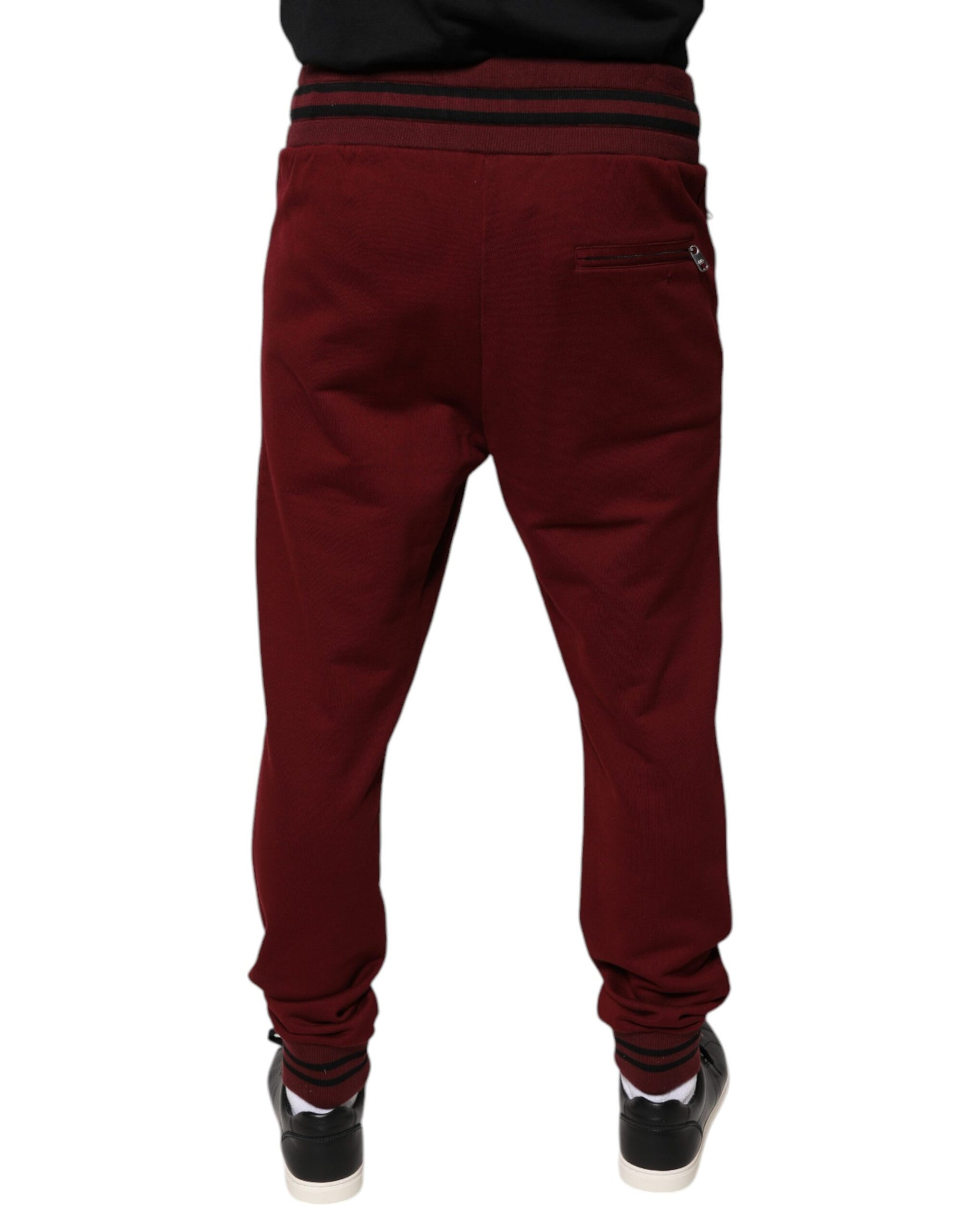 Dolce & Gabbana Dark Red Cotton Men Jogger Sweatpants Pants | Regal Royce