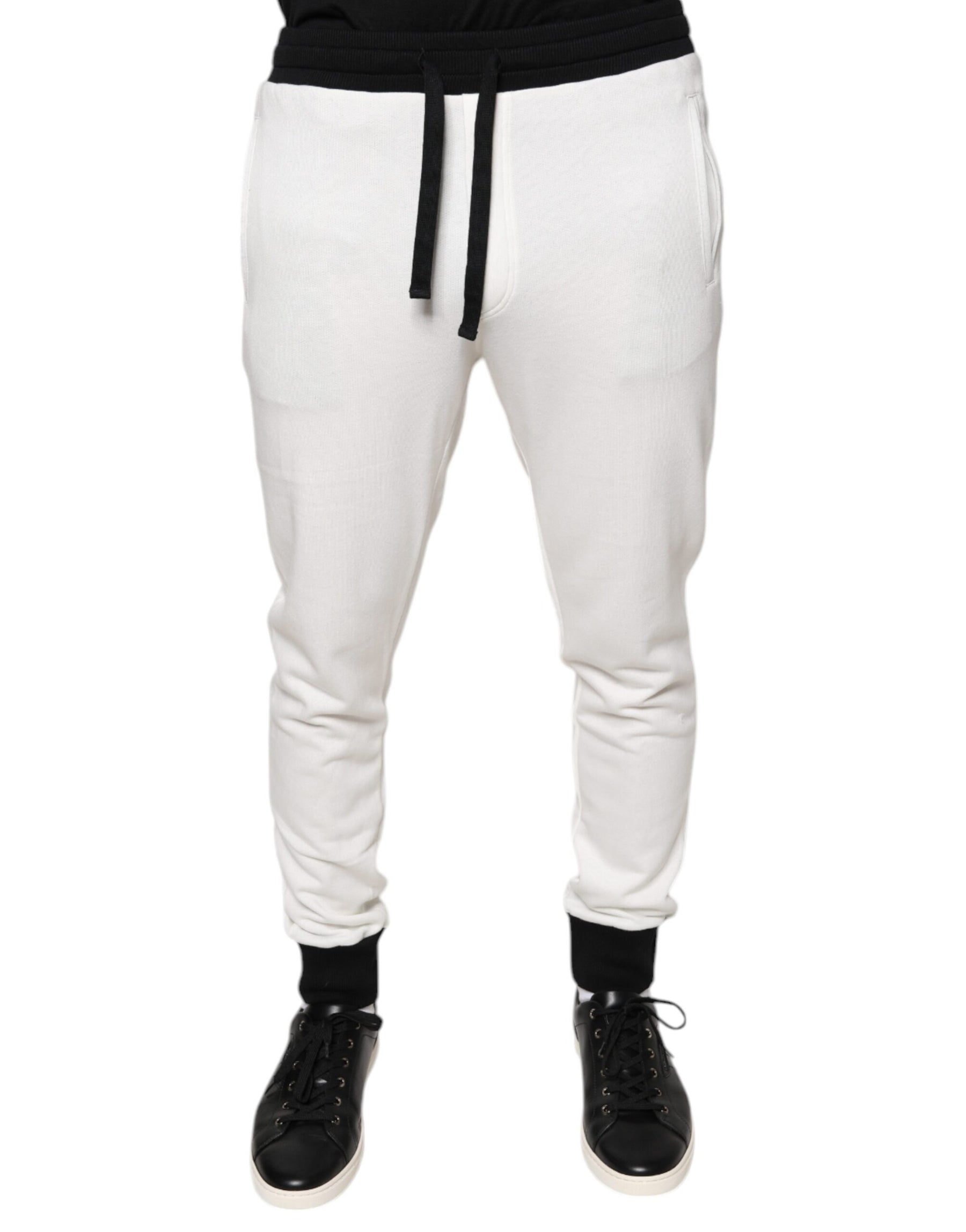 Dolce & Gabbana White Cotton Slim Men Jogger Sweatpants Pants | Regal Royce
