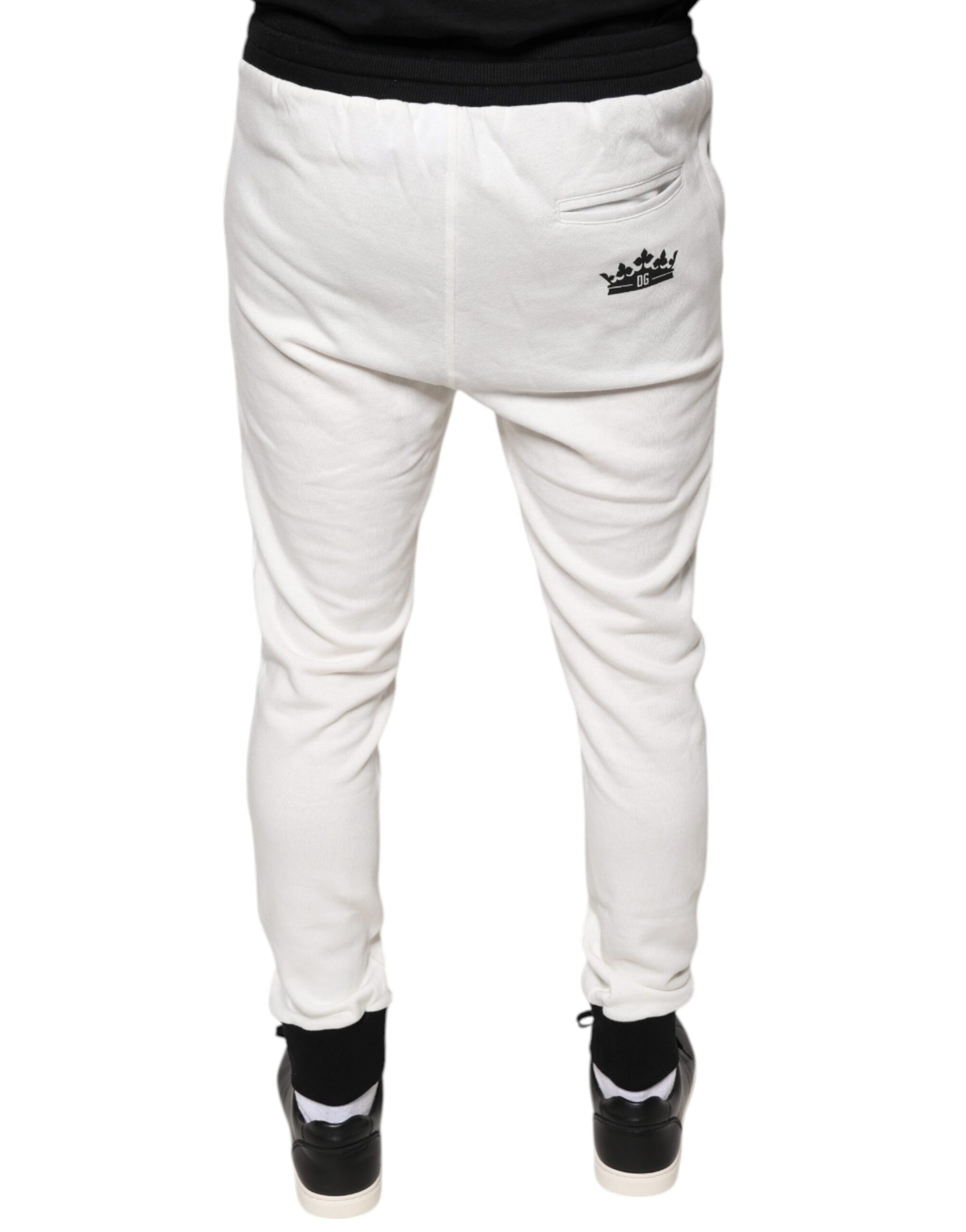 Dolce & Gabbana White Cotton Slim Men Jogger Sweatpants Pants | Regal Royce