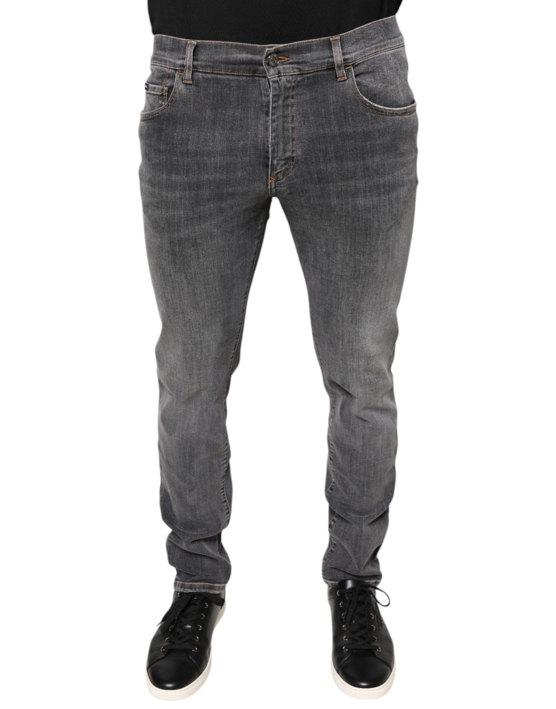 Dolce & Gabbana Dark Gray Cotton Stretch Skinny Denim Jeans | Regal Royce
