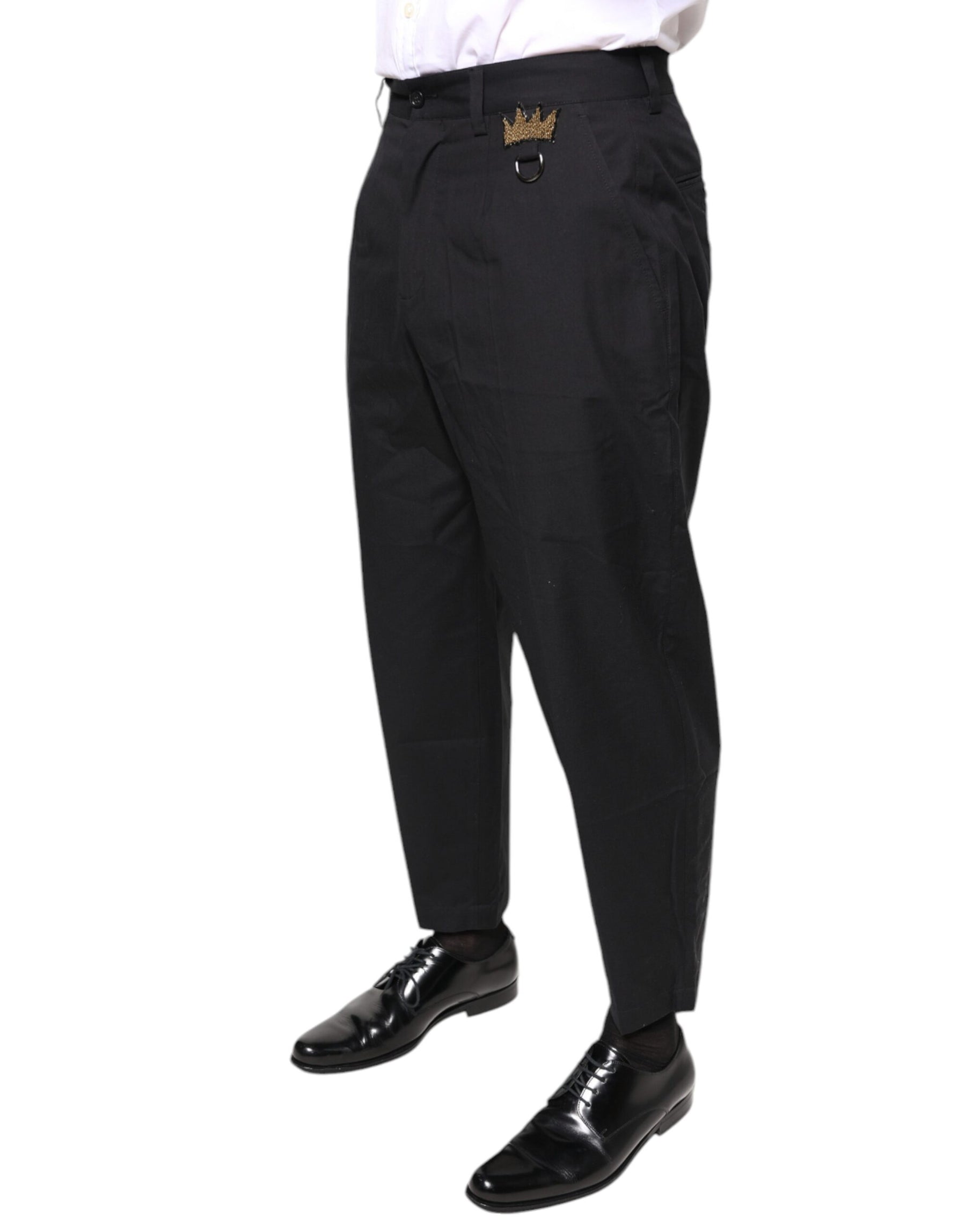Dolce & Gabbana Black Crown Cotton Dress Pants | Regal Royce