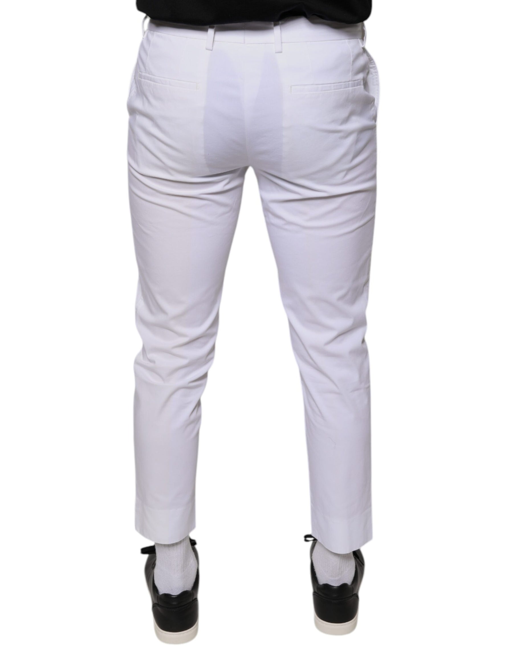 Dolce & Gabbana White Cotton Skinny Dress Pants | Regal Royce