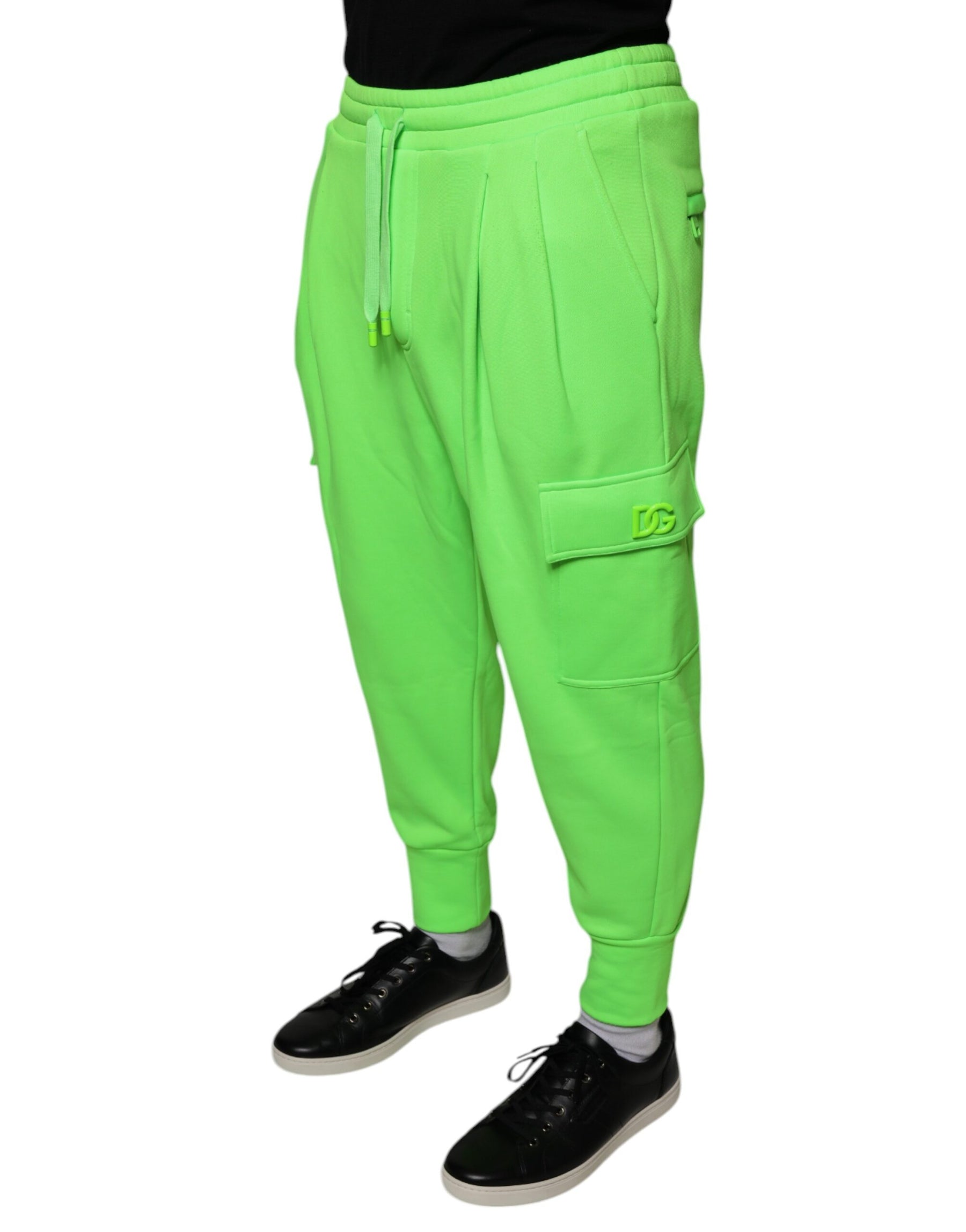 Dolce & Gabbana Neon Green Polyester Cargo Jogger Sweatpants Pants | Regal Royce
