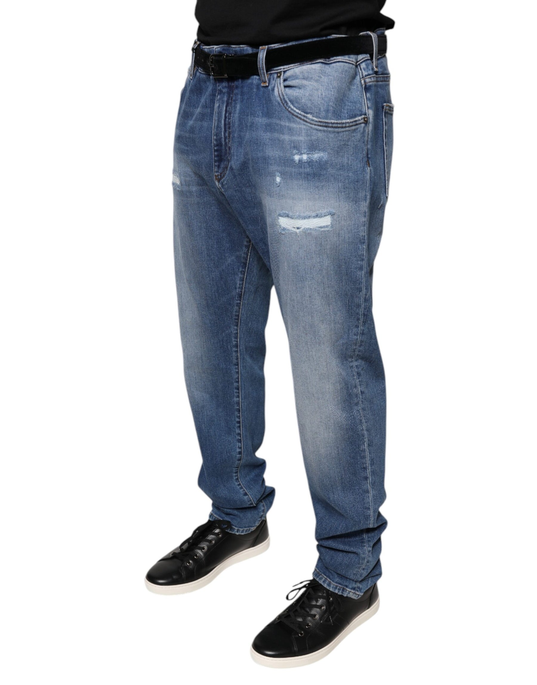 Dolce & Gabbana Blue Washed Cotton Stretch Men Denim Jeans | Regal Royce