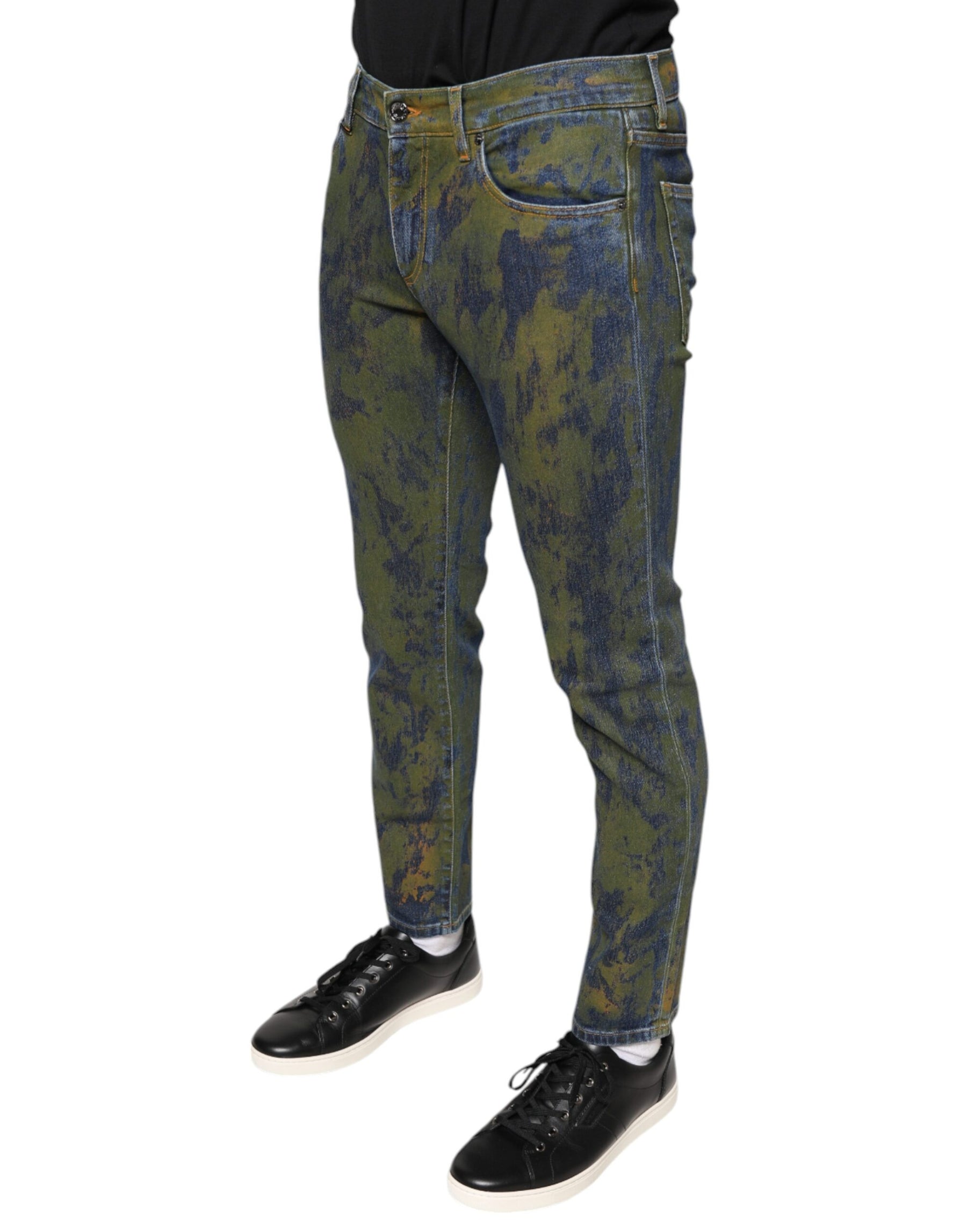 Dolce & Gabbana Blue Cotton Dye Slim Fit Men Denim Jeans | Regal Royce
