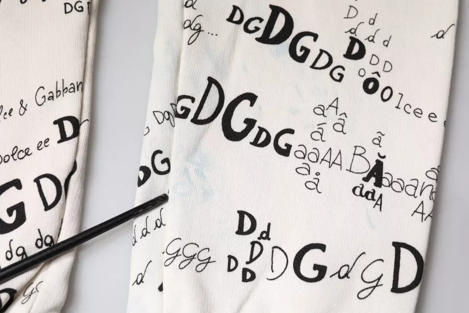 Dolce & Gabbana White Printed Cotton Jogger Sweatpants Pants | Regal Royce