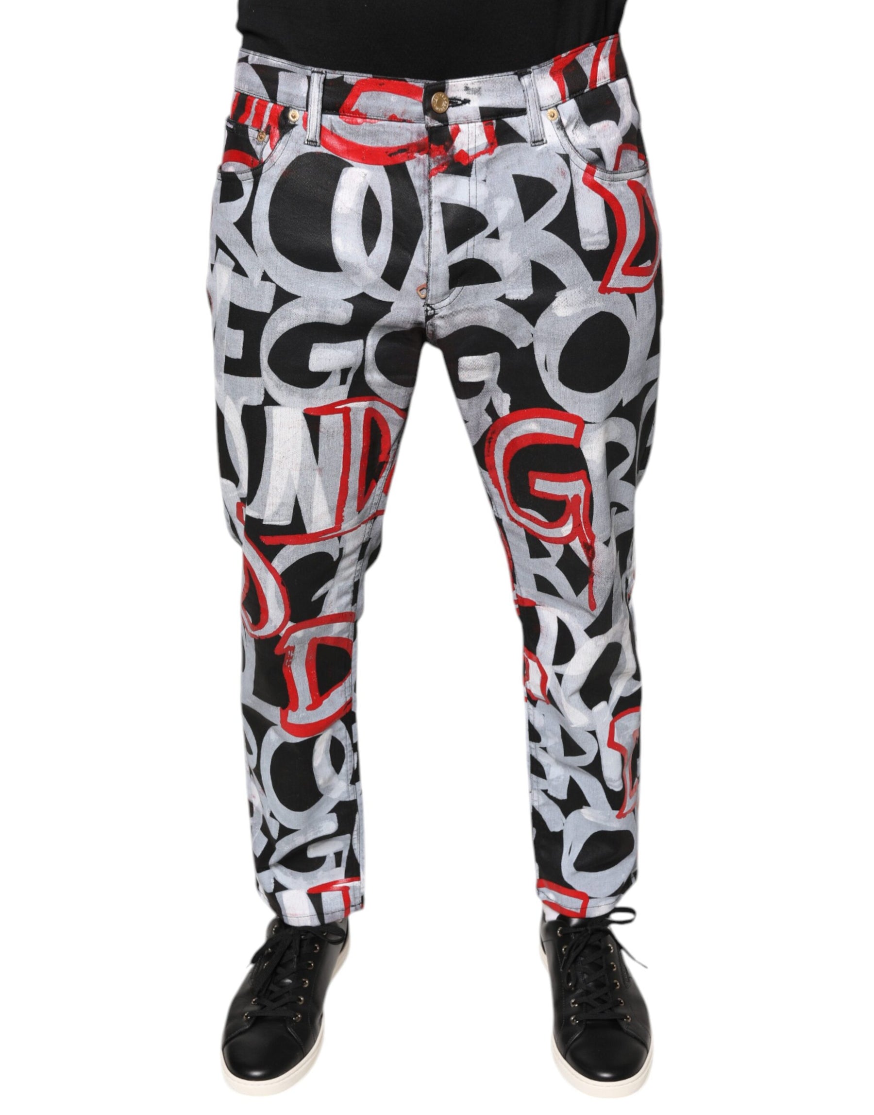 Dolce & Gabbana Multicolor Cotton Monogram Skinny Denim Jeans | Regal Royce