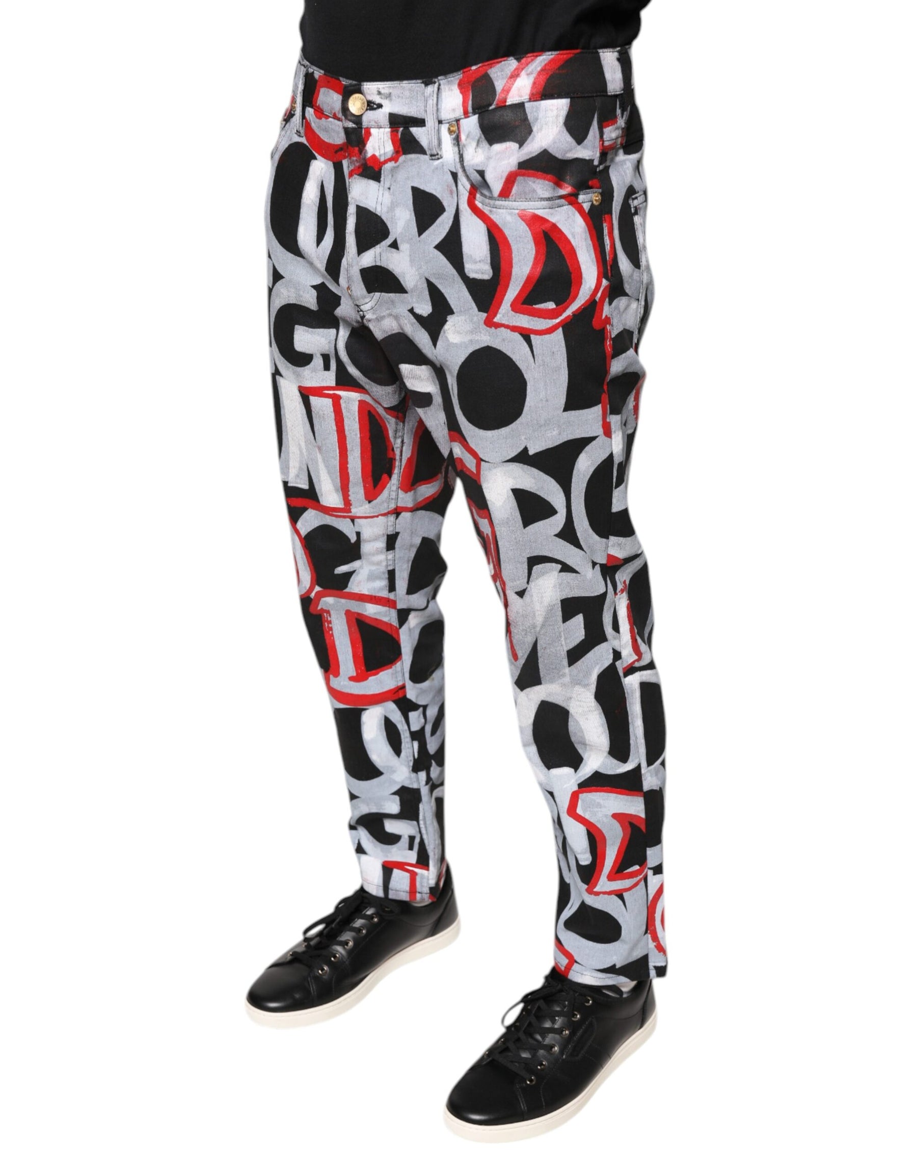 Dolce & Gabbana Multicolor Cotton Monogram Skinny Denim Jeans | Regal Royce