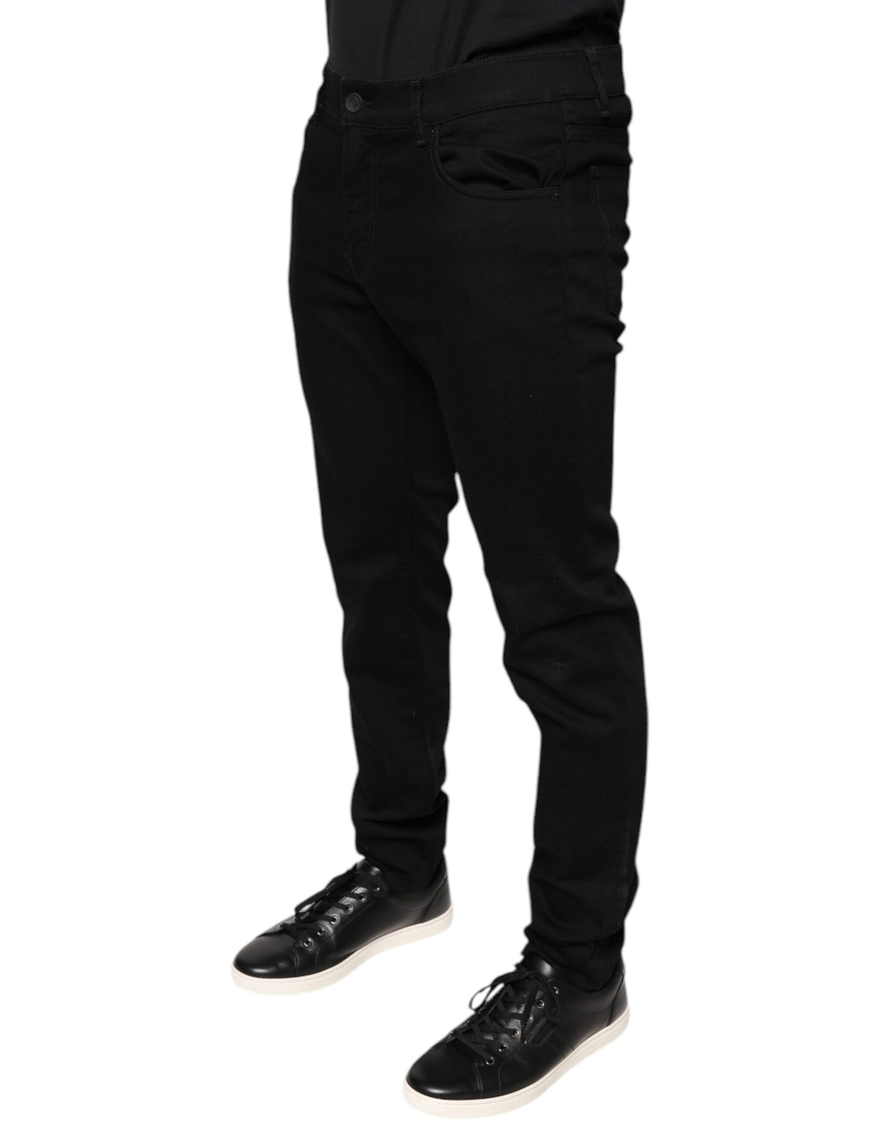 Dolce & Gabbana Black Cotton Stretch Skinny Men Denim Jeans | Regal Royce