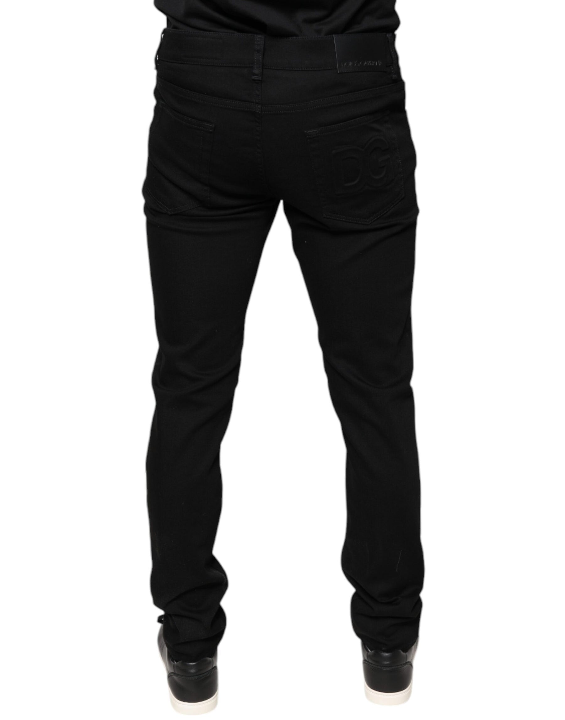 Dolce & Gabbana Black Cotton Stretch Skinny Men Denim Jeans | Regal Royce