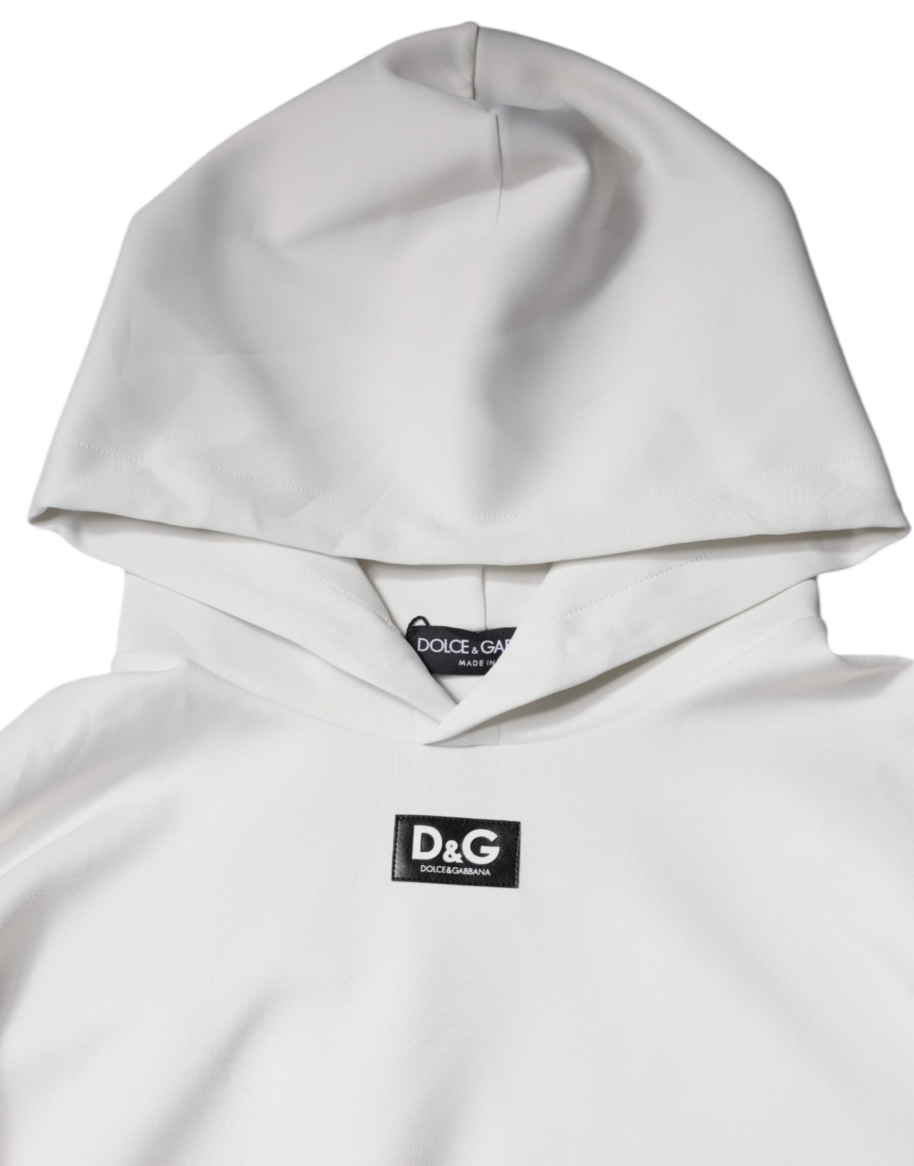 Dolce & Gabbana White D&G Logo Hooded Men Sweatshirt Sweater | Regal Royce