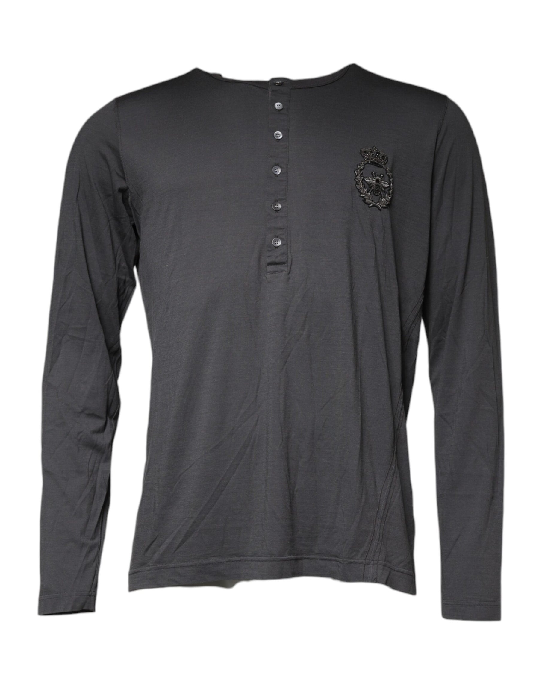 Dolce & Gabbana Gray Crown Bee Embroidery Pullover Sweater | Regal Royce