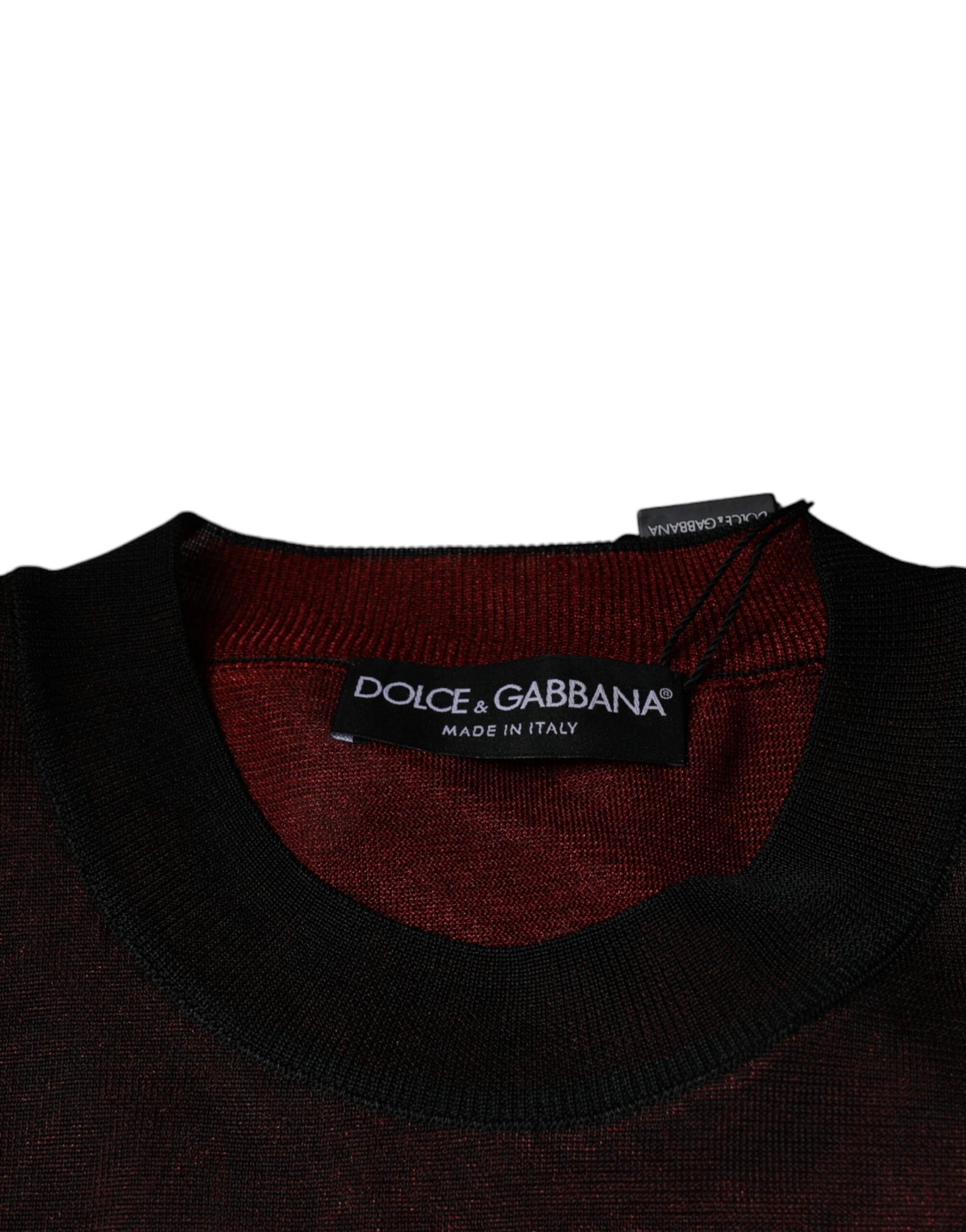 Dolce & Gabbana Maroon Polyester Crew Neck Pullover Sweater | Regal Royce