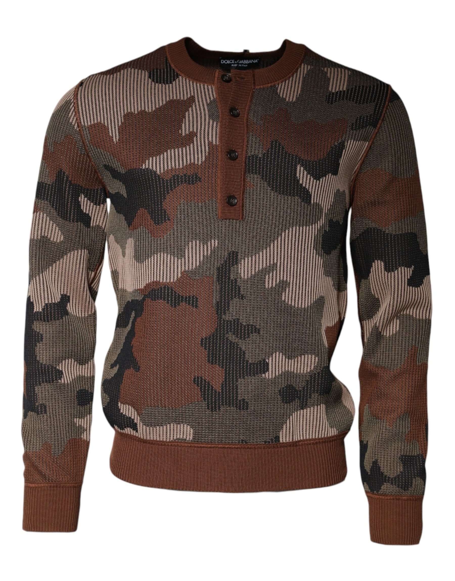 Dolce & Gabbana Multicolor Camouflage Men Pullover Sweater | Regal Royce