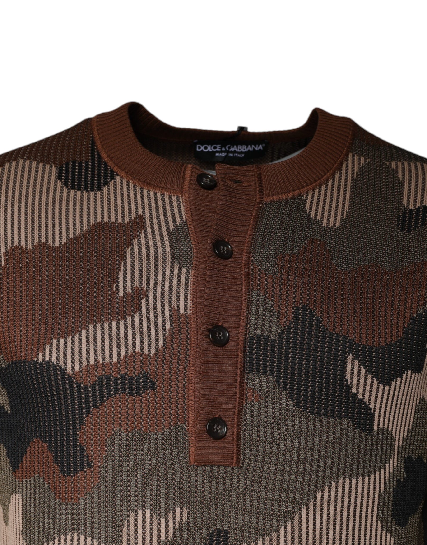 Dolce & Gabbana Multicolor Camouflage Men Pullover Sweater | Regal Royce