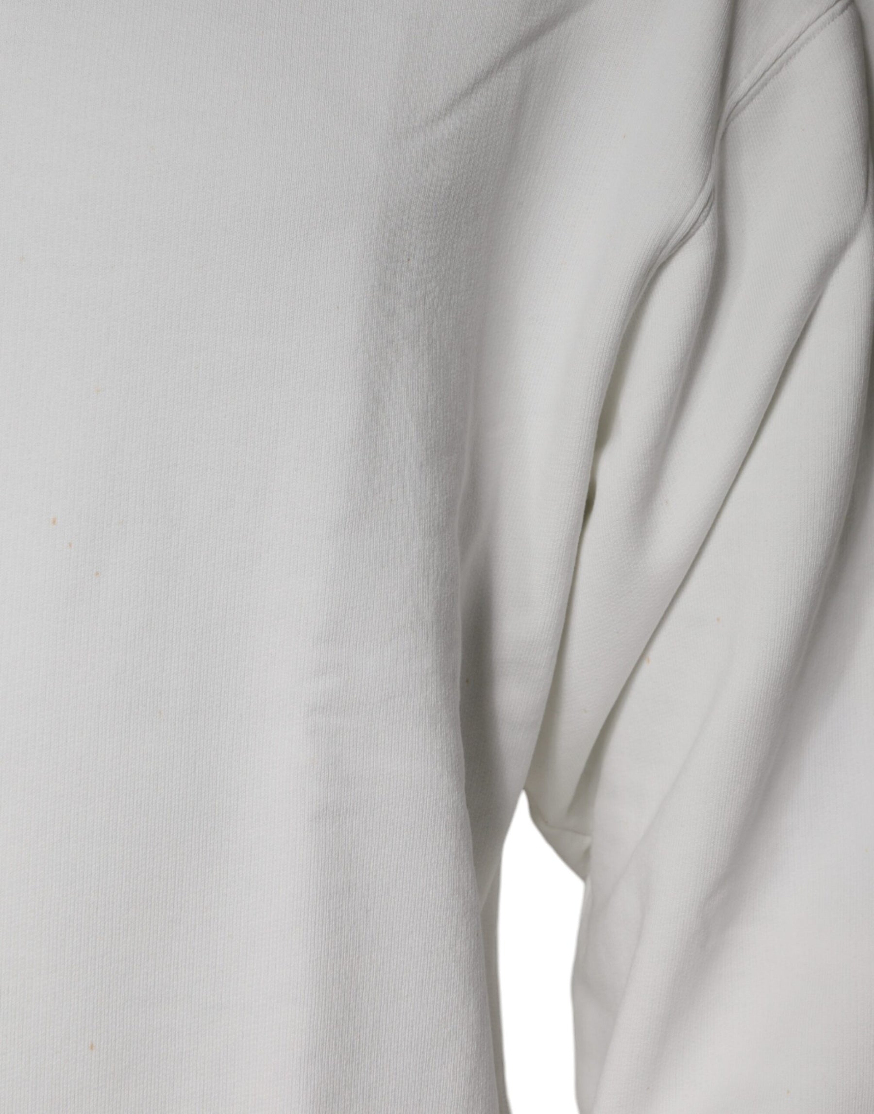 Dolce & Gabbana White Logo Cotton Crew Neck Pullover Sweater | Regal Royce