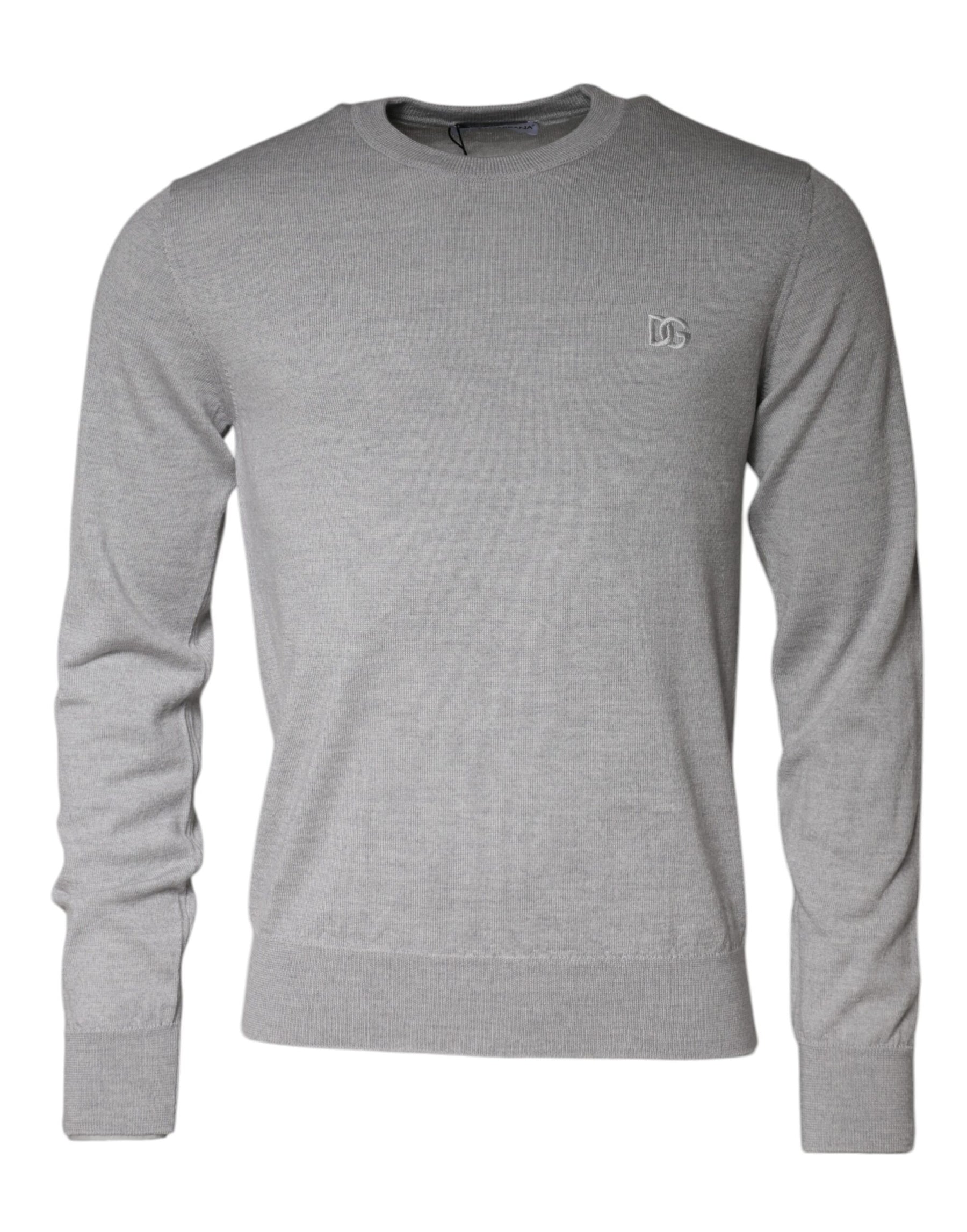 Dolce & Gabbana Light Gray Wool Crew Neck Pullover Sweater | Regal Royce