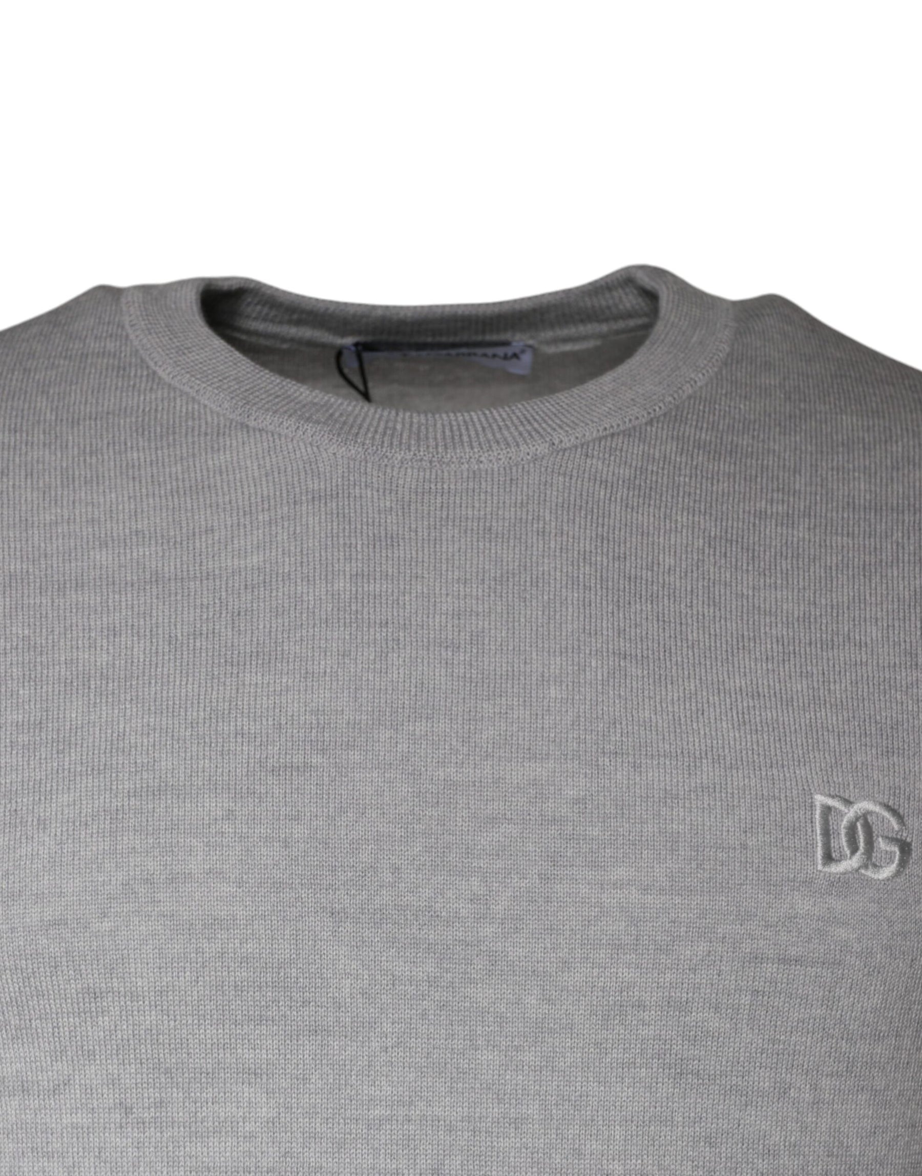 Dolce & Gabbana Light Gray Wool Crew Neck Pullover Sweater | Regal Royce