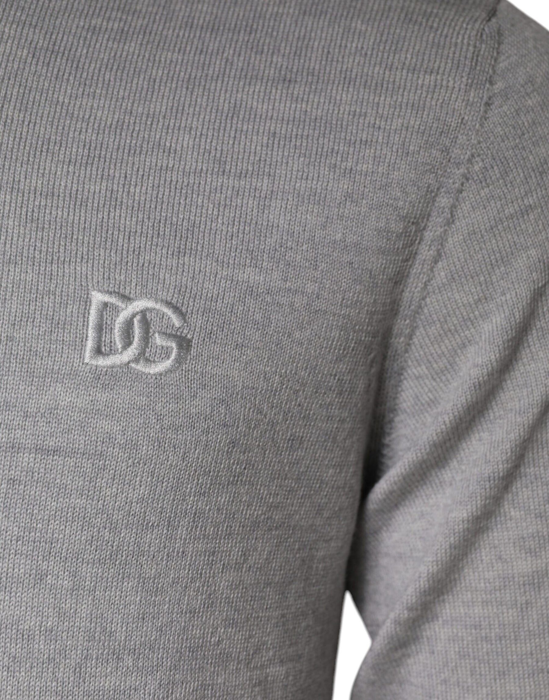 Dolce & Gabbana Light Gray Wool Crew Neck Pullover Sweater | Regal Royce