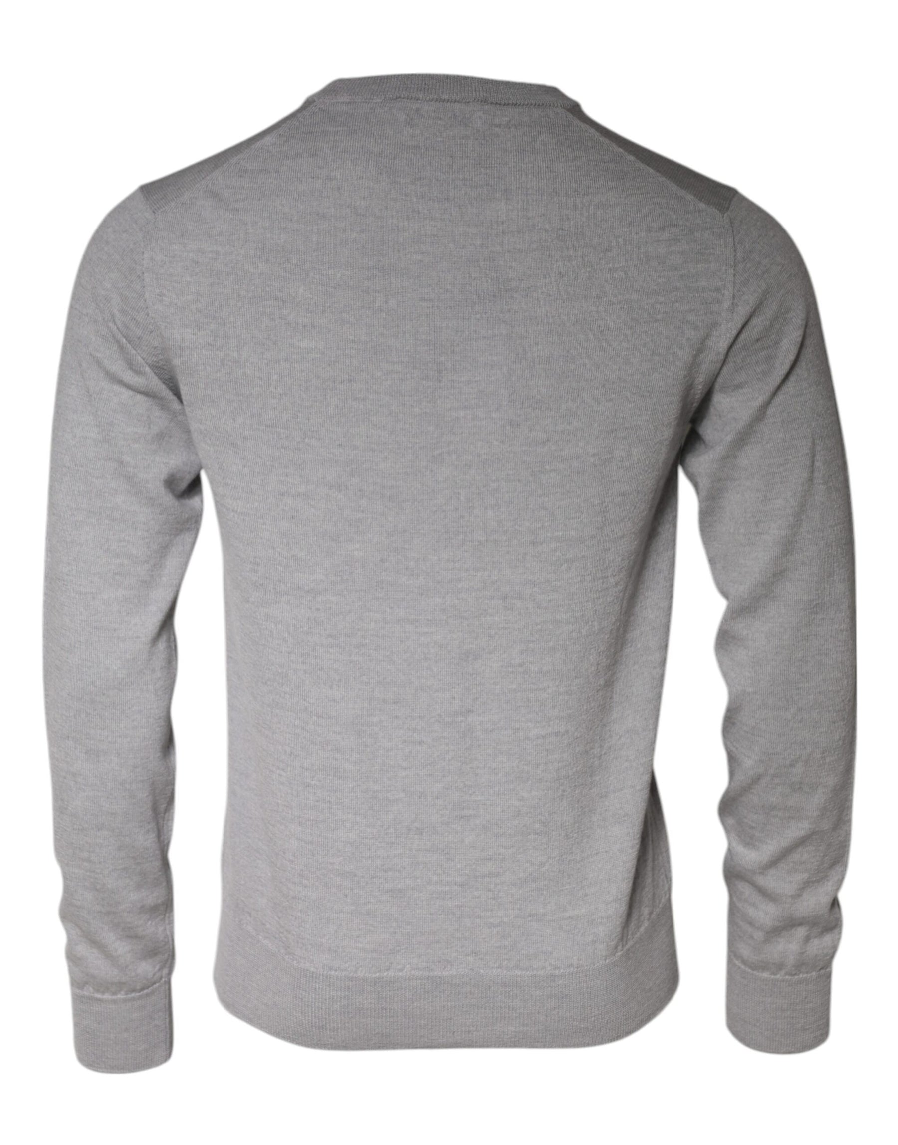 Dolce & Gabbana Light Gray Wool Crew Neck Pullover Sweater | Regal Royce