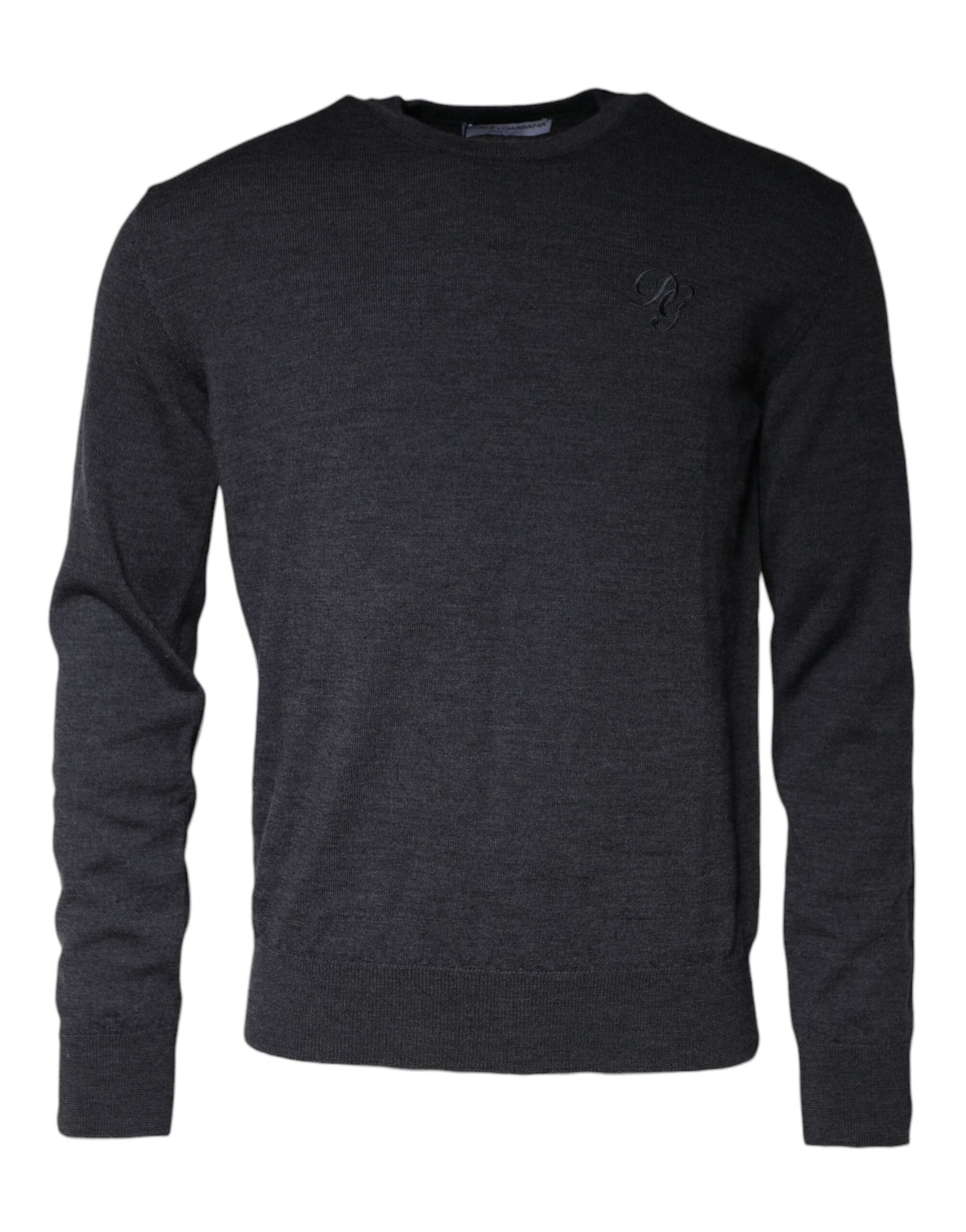 Dolce & Gabbana Dark Gray Wool Crew Neck Pullover Sweater | Regal Royce