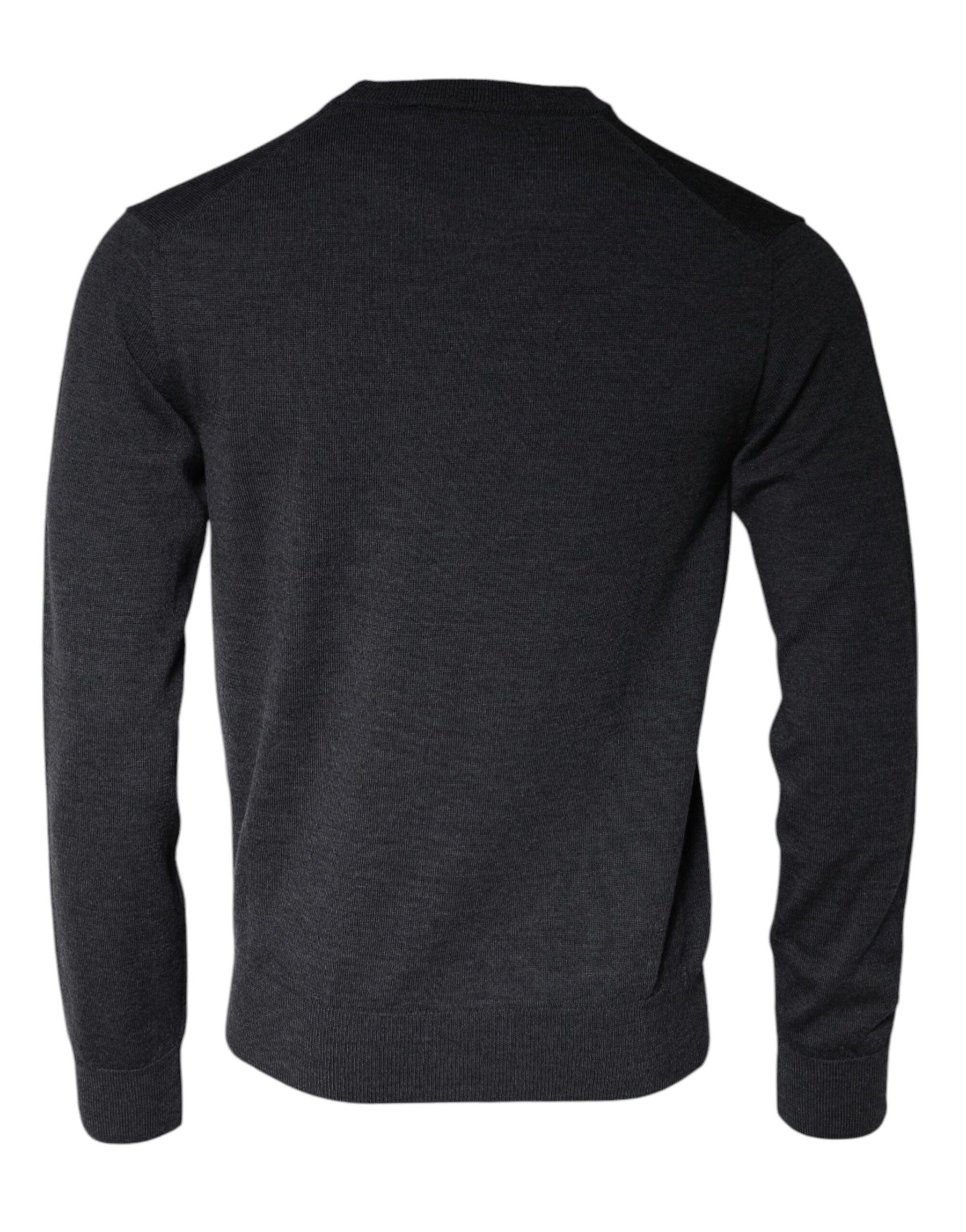 Dolce & Gabbana Dark Gray Wool Crew Neck Pullover Sweater | Regal Royce