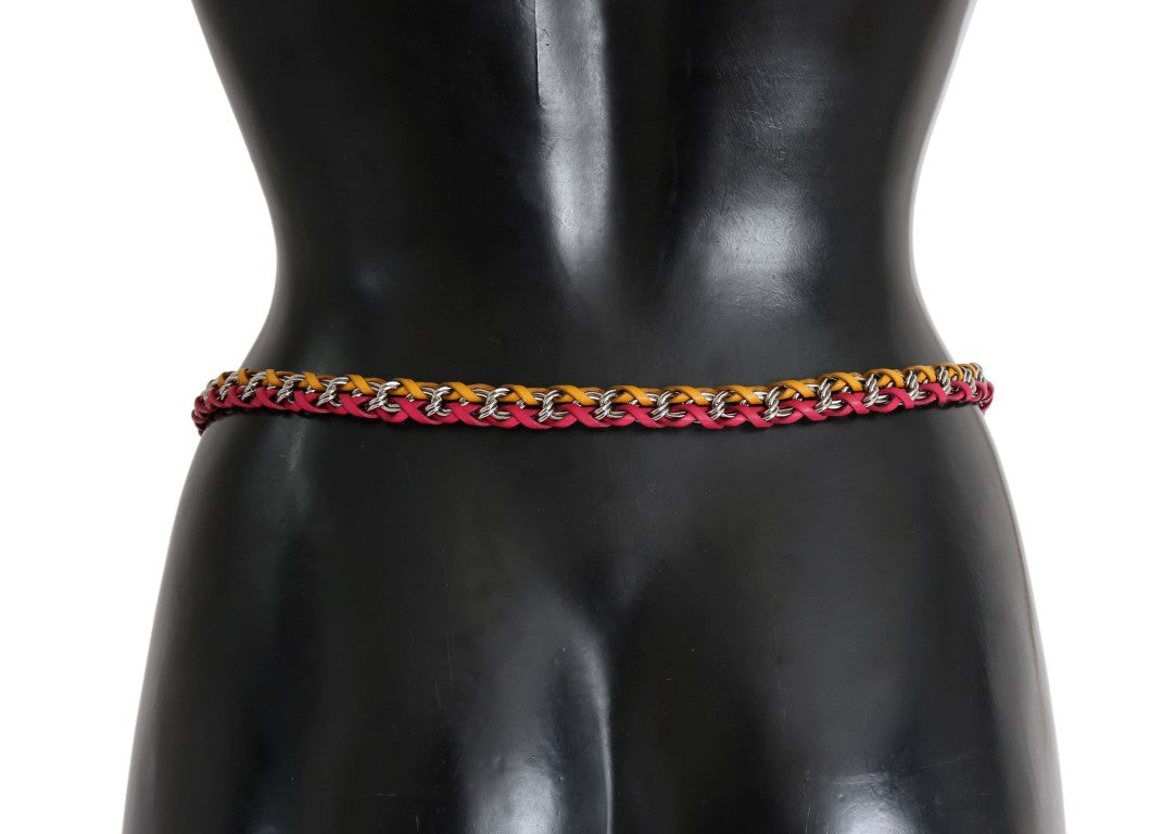 Dolce & Gabbana Red Yellow Leather Crystal Belt | Regal Royce