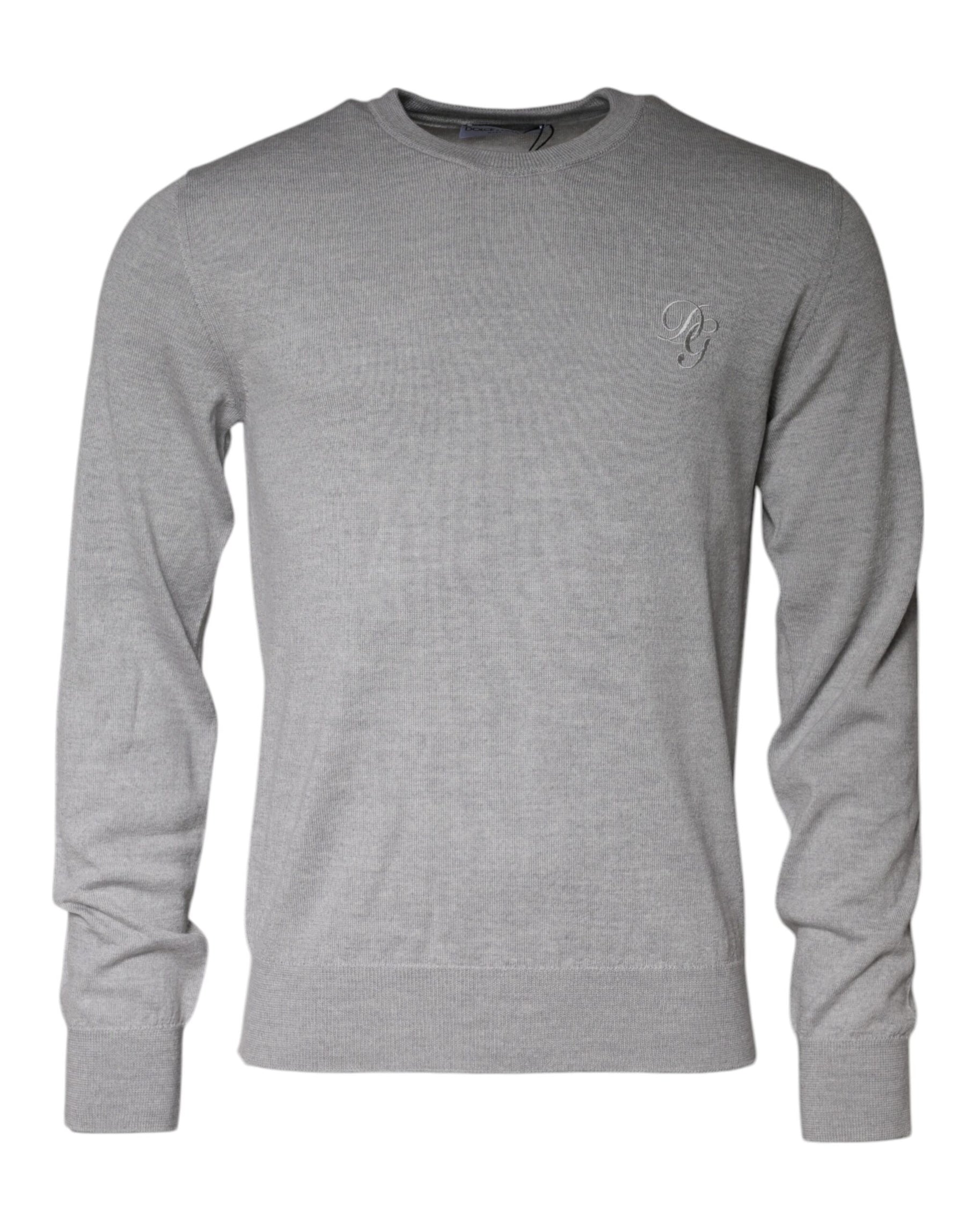 Dolce & Gabbana Light Gray Wool Crew Neck Pullover Sweater | Regal Royce