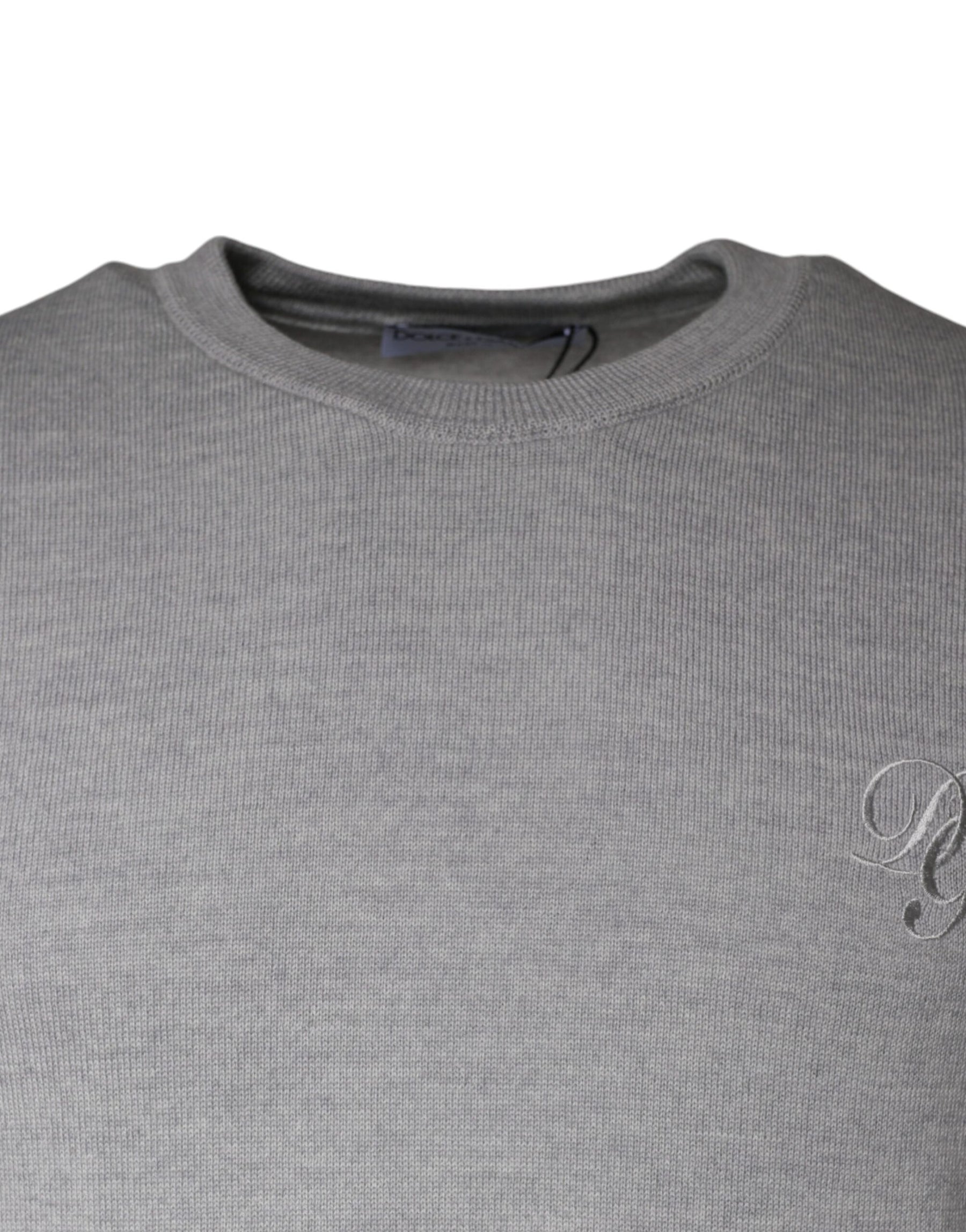 Dolce & Gabbana Light Gray Wool Crew Neck Pullover Sweater | Regal Royce