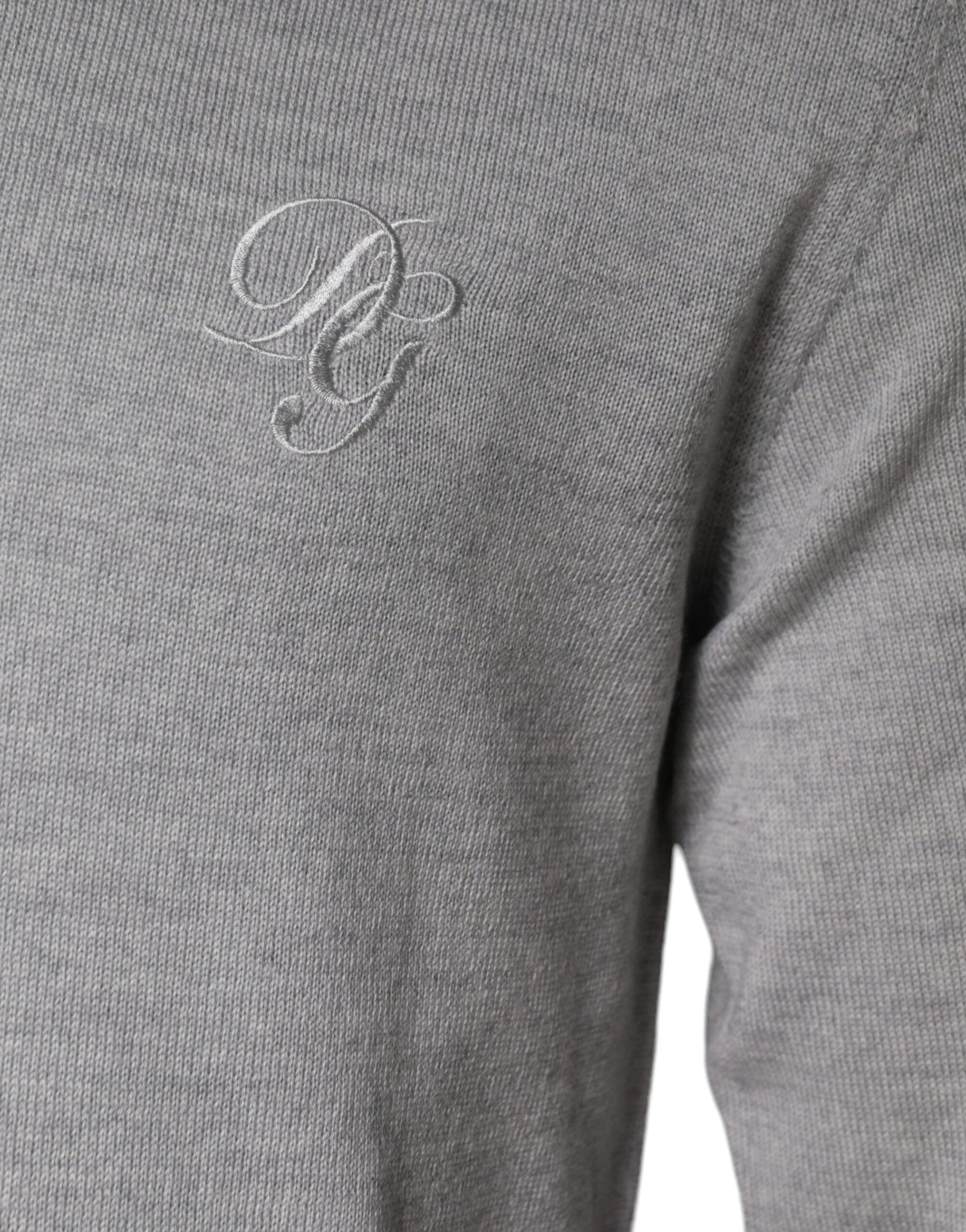 Dolce & Gabbana Light Gray Wool Crew Neck Pullover Sweater | Regal Royce